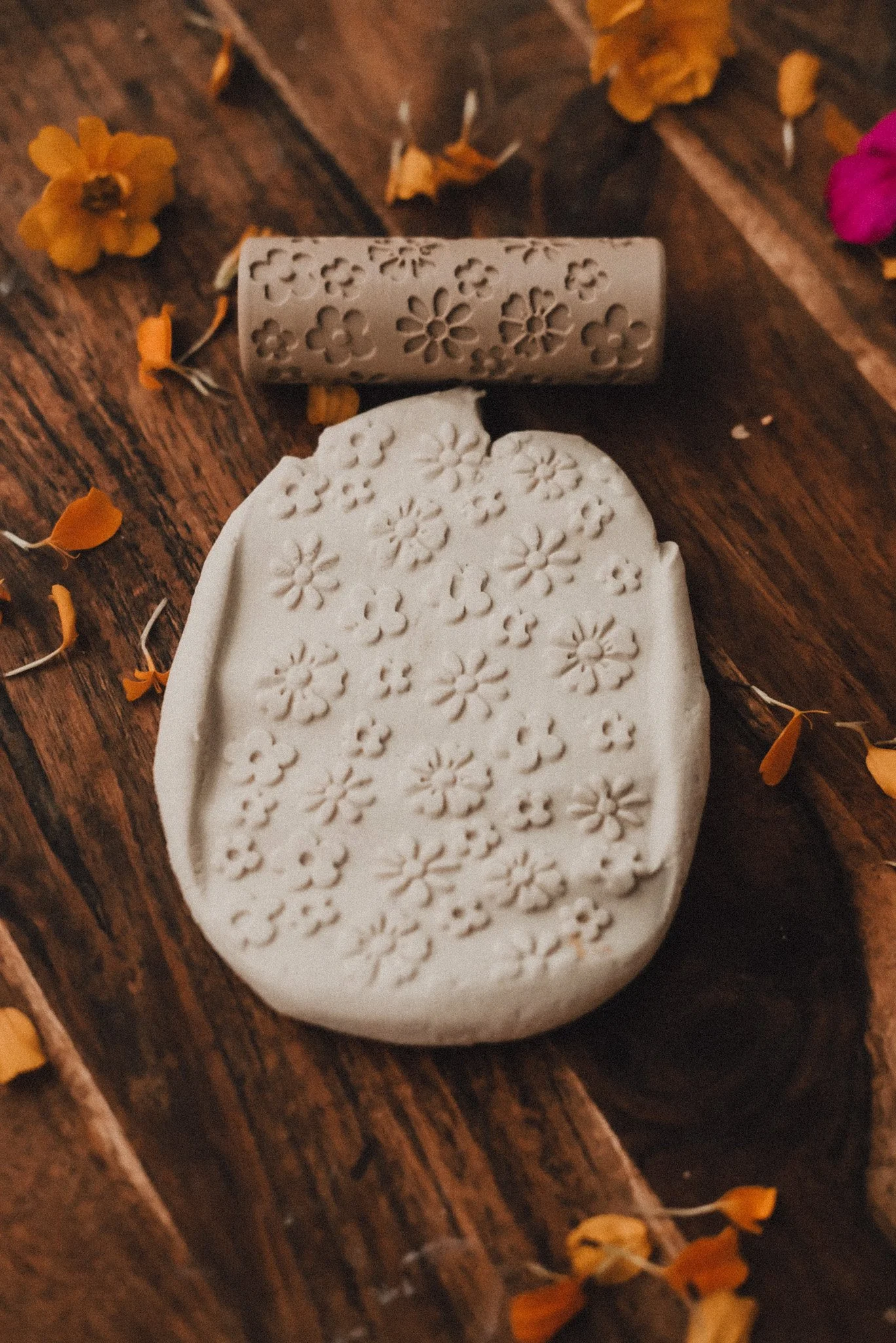 wildflower playdough pattern roller