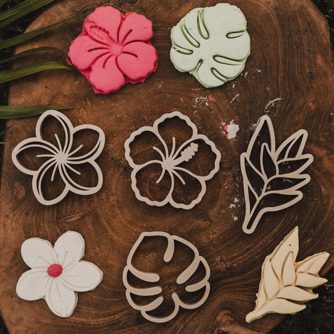 Tropical flower playdough cutters sensory play