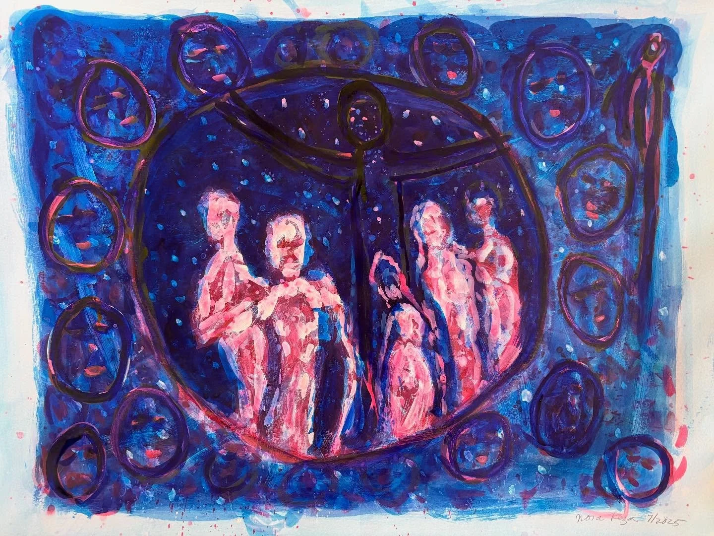 &ldquo;Night in Palestine,&rdquo;. On Bristol, 19 inches x25&rdquo;, &ldquo;In what land do the powerless turn the beak of ravening Sorrow, or the hand of Wrath?&rdquo; #ink #mixedmedia #yeats #sfbayareaartist