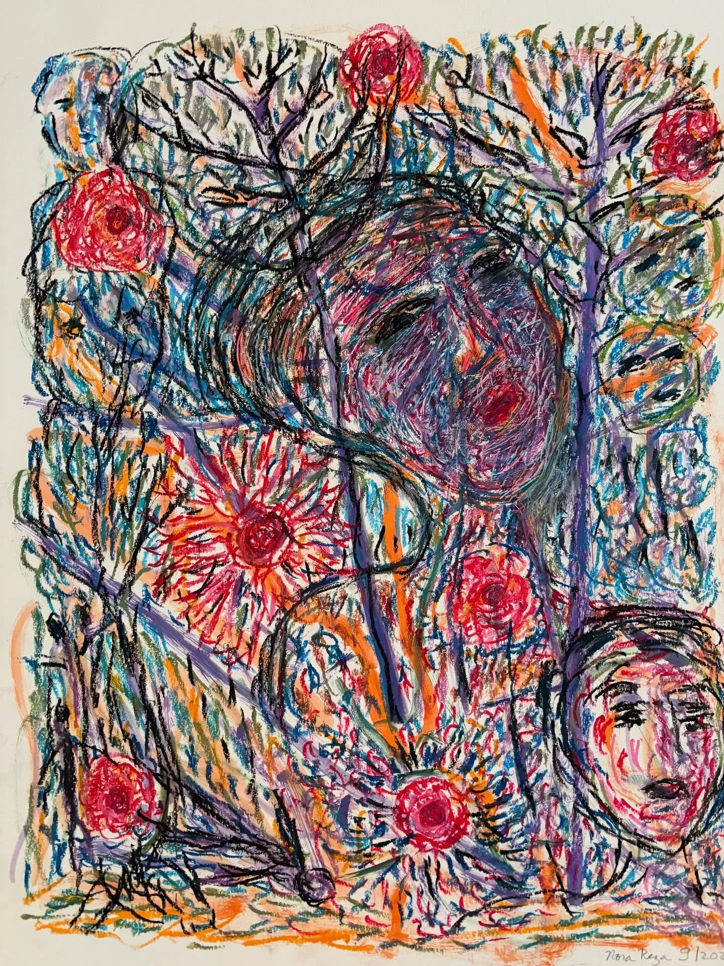 From my Visionary Portraits series, &ldquo;Waiting for a Miracle,&rdquo; 19 x 25 inches.  #oil #oil pastel #bristolart #visionaryart #stopgazagenocide