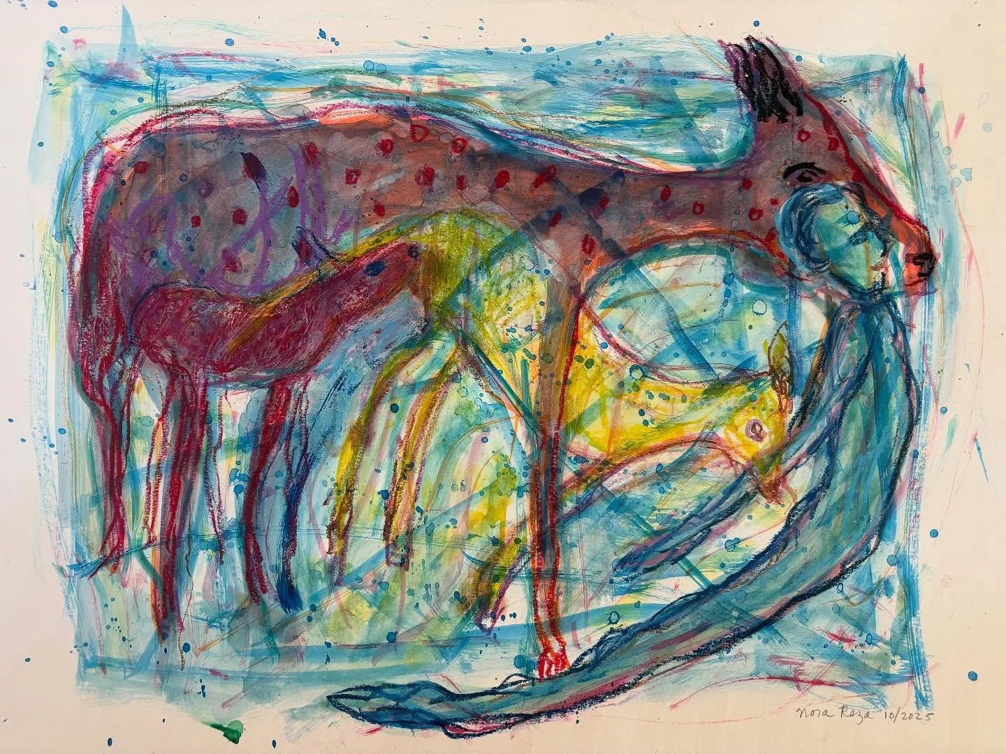 Who knows where paintings come from?  This oil drawing arrived unexpectedly as most of my drawings do.  19 inches x 25&rdquo; on Bristol.  #oilonpaper #oilpastels #sfbayareaartist