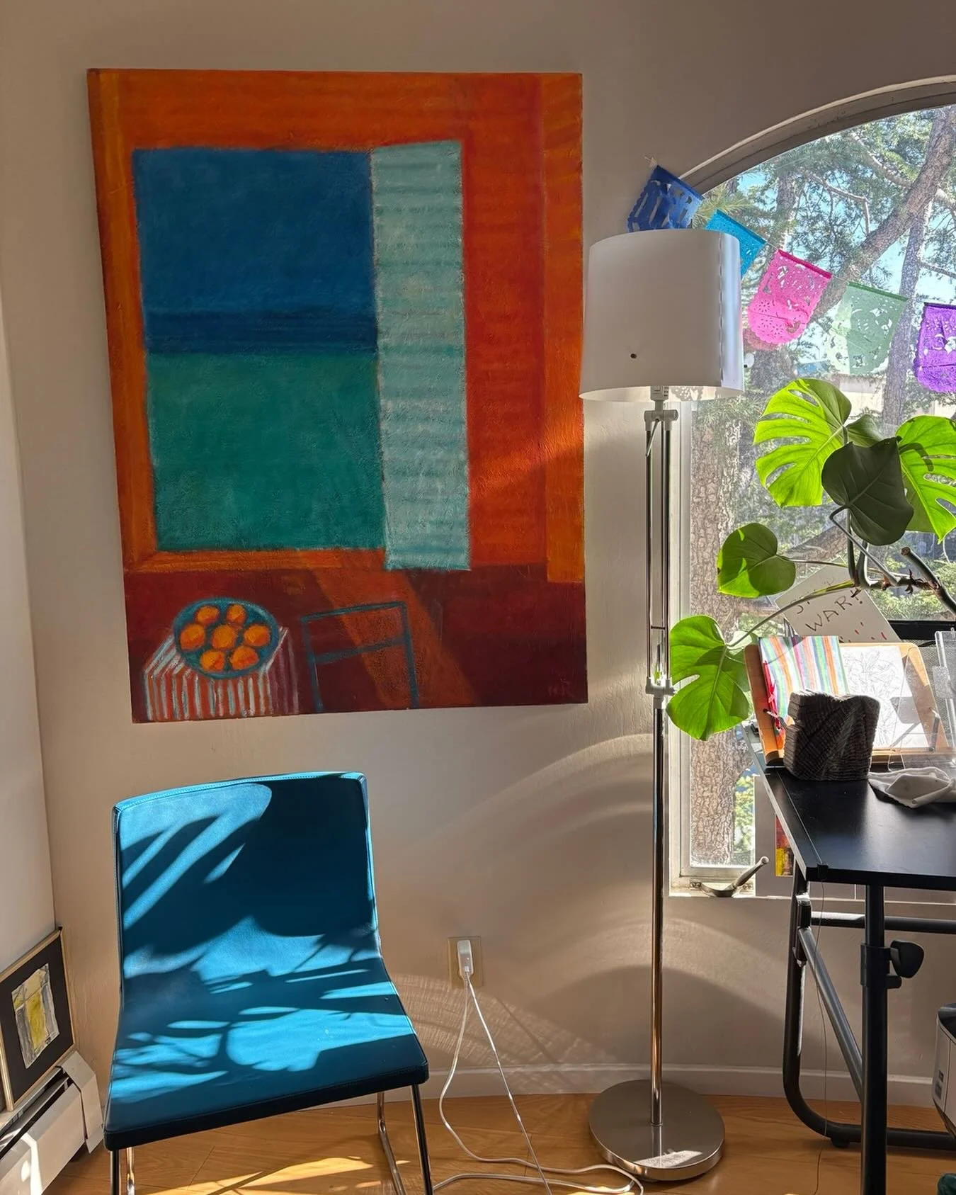 Shadows of the philodendron on the chair arrest my attention, stop me for a moment from overthinking. #gratitude