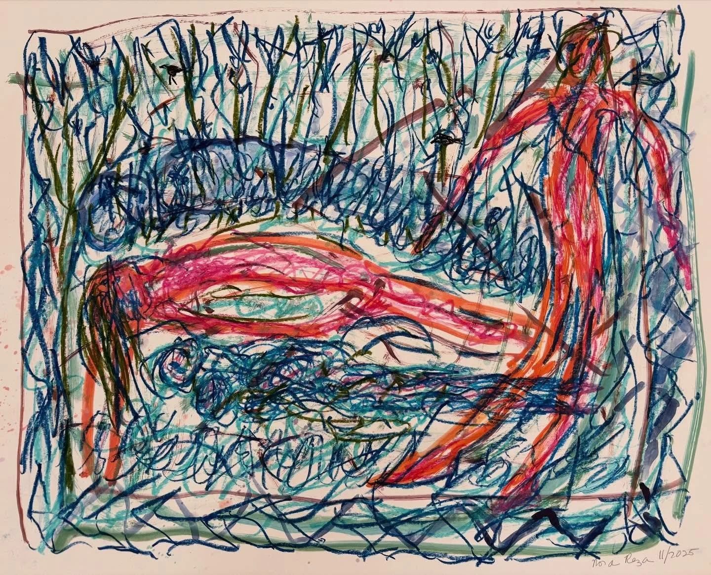 Two recent works on Bristol paper, 19 inches X 25.  #mixedmedia #stopwar #ceasefire