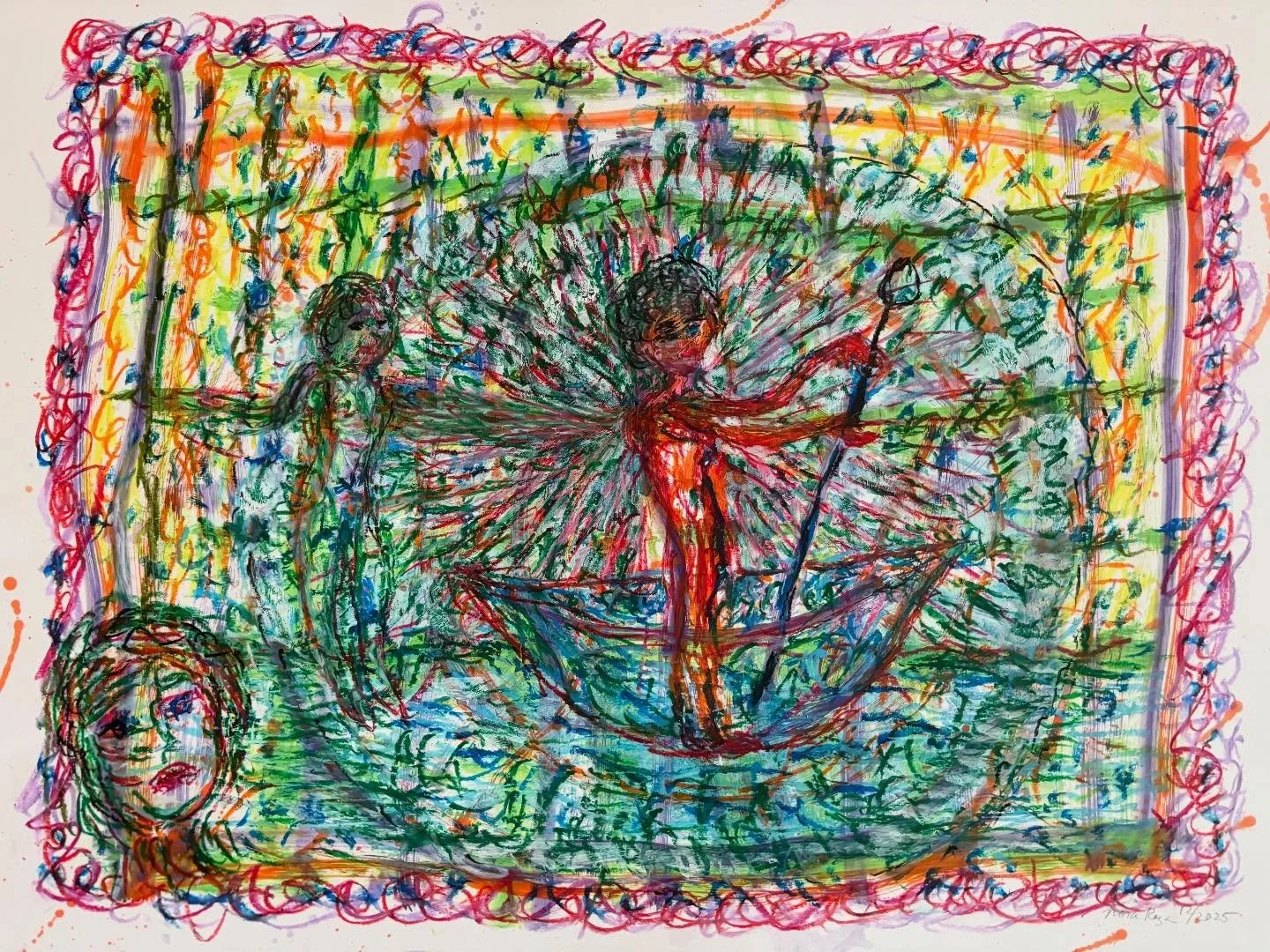 &ldquo;And therefore I have sailed the seas and come to the holy city of Byzantium.&rdquo; From the &lsquo;Artist in her studio&rdquo; series.  12/2025. Oil, oil, pastel and watercolor on Bristol 19 inches x 25.