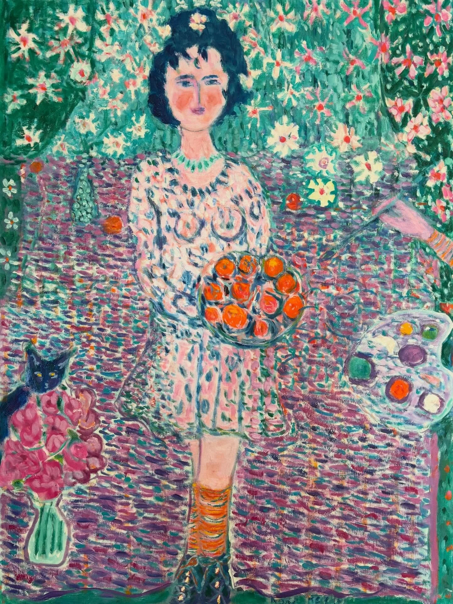 &ldquo;Persian Girl,&rdquo; from my &ldquo;Artist in her Studio,&ldquo; series. Oil on linen, 40 inches x30&rdquo;. 2023-26. #persiancat