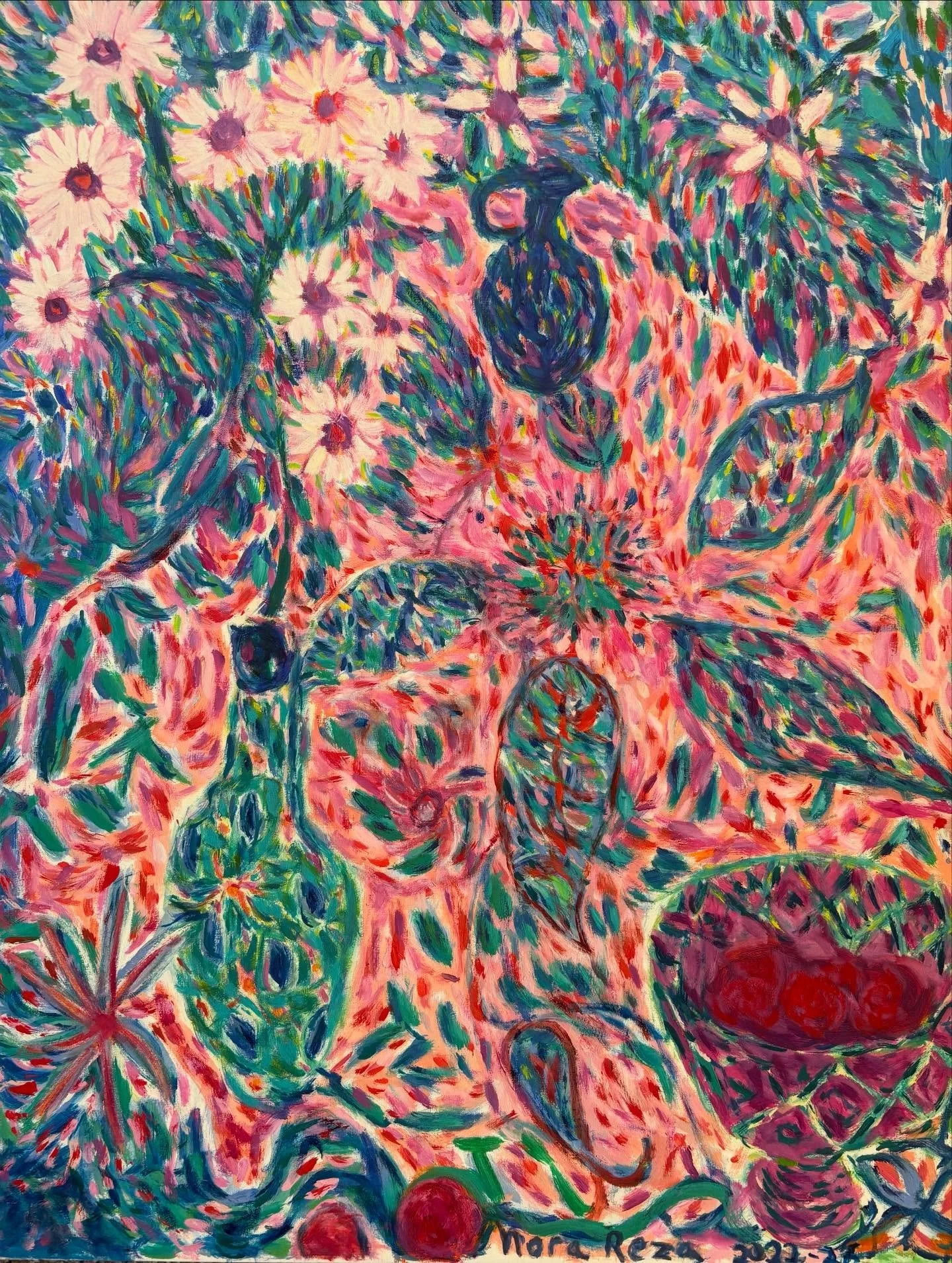 I have been working on some still life&rsquo;s as well as continuing with abstract and other work. &ldquo;Pink Paisley,&rdquo; 30 inches x24&rdquo;. 2022-26.  #oil #oaklandartist