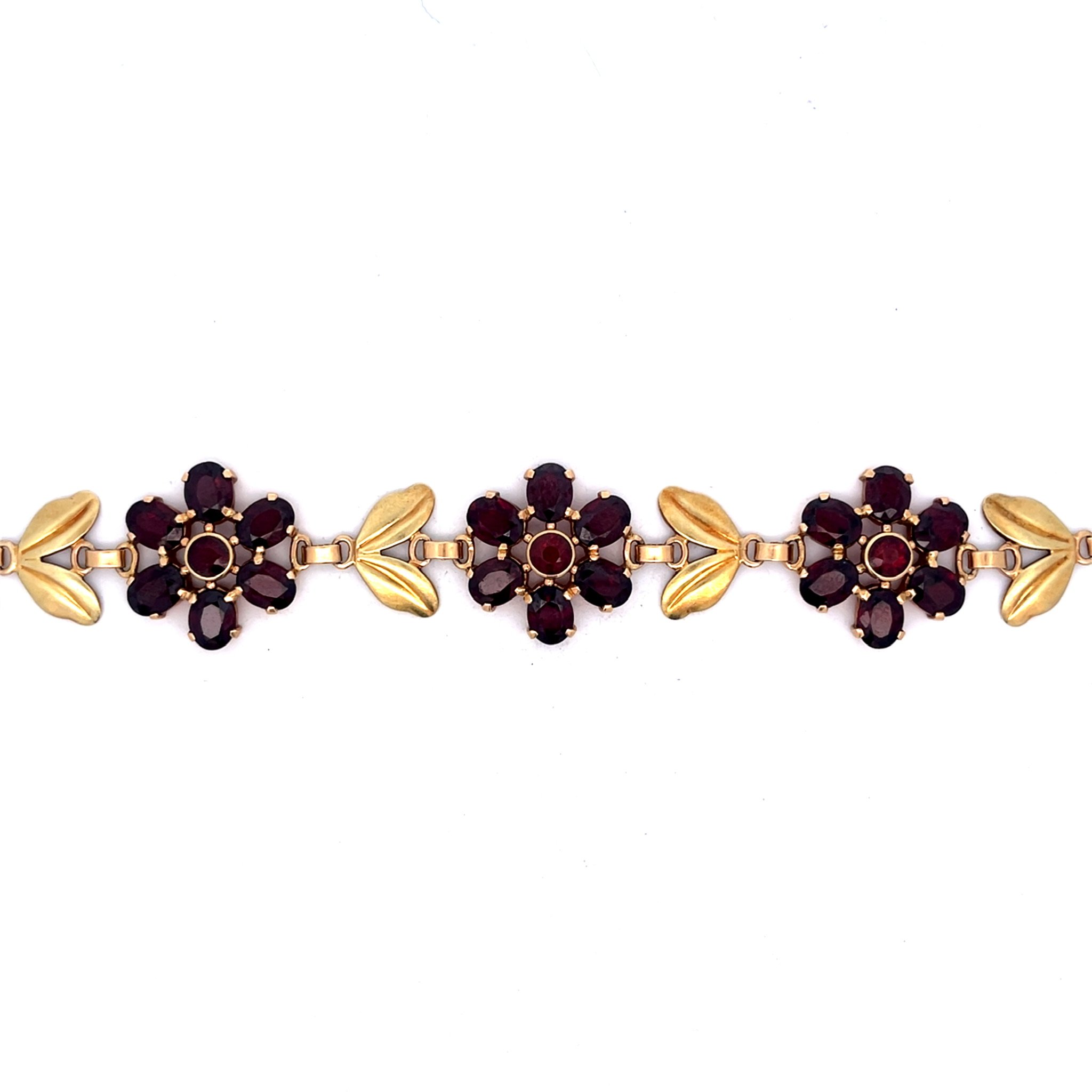 14K Vintage Tiffany & Co. Garnet Flower Bracelet