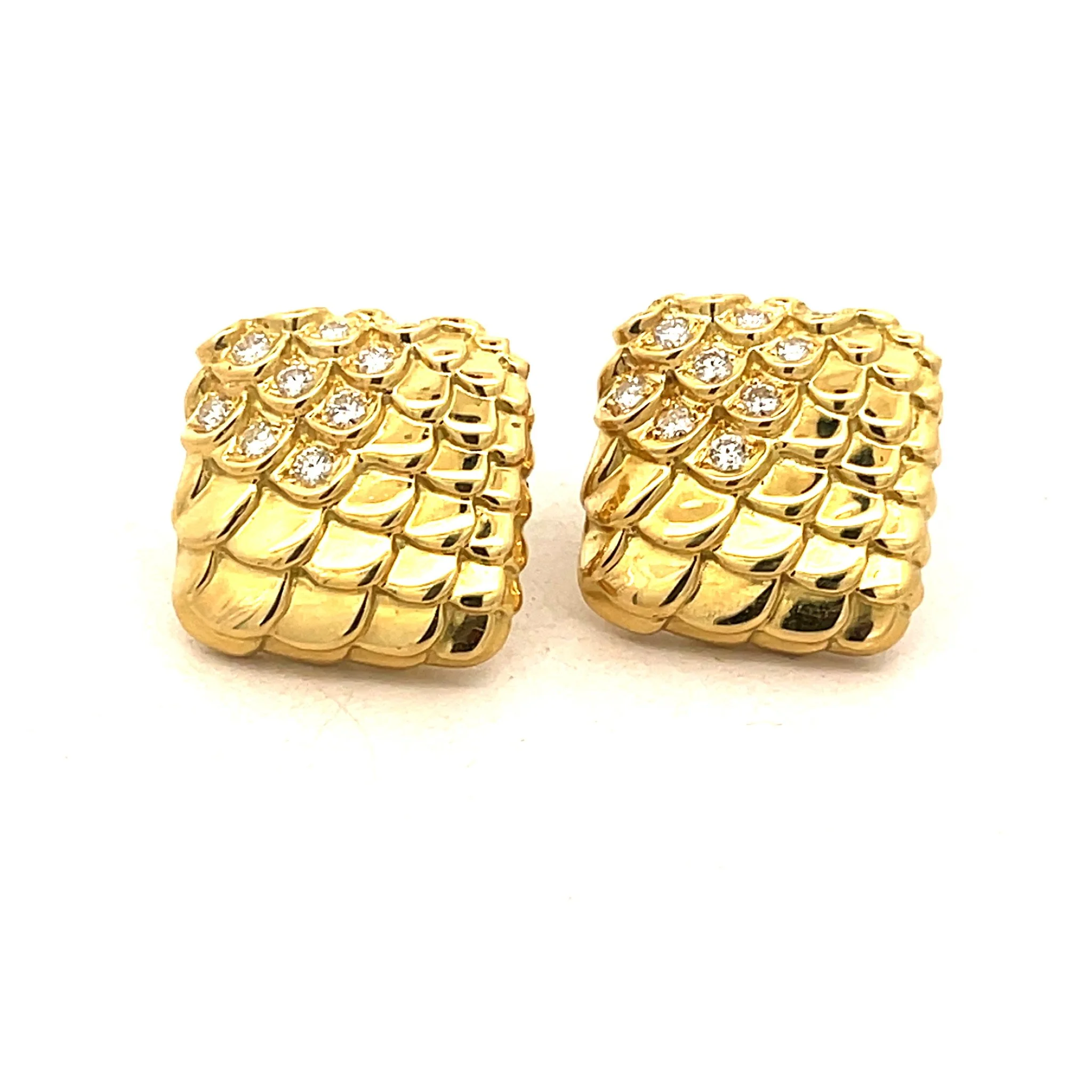 18K Judith Leiber Diamond Scale Earrings