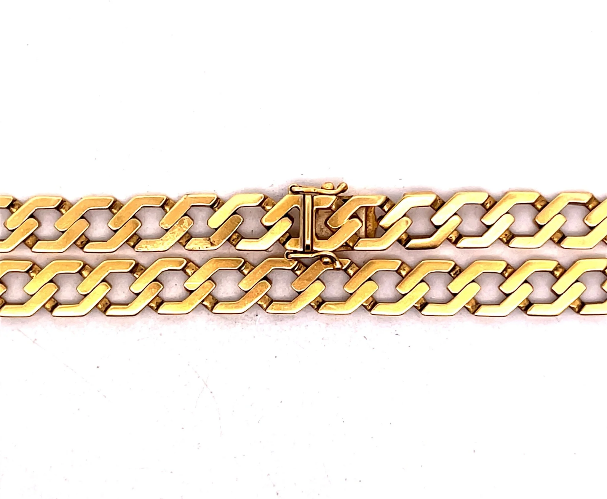 18K Gold Rare Hex Cut Curb Link Chain Necklace