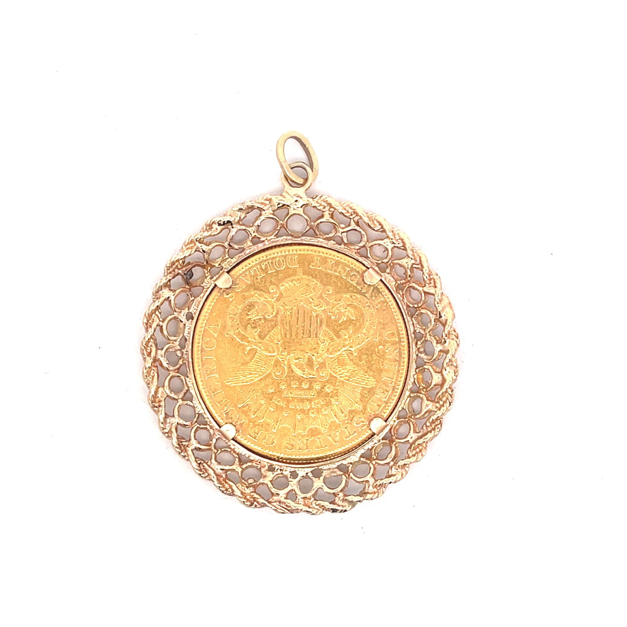 22k Liberty Head Coin set in 14K Gold Bezel Pendant