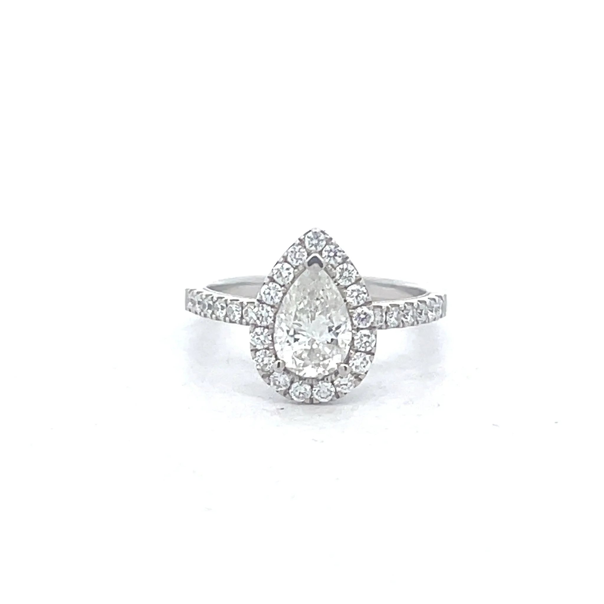 14K Pear Shaped Halo Diamond Ring