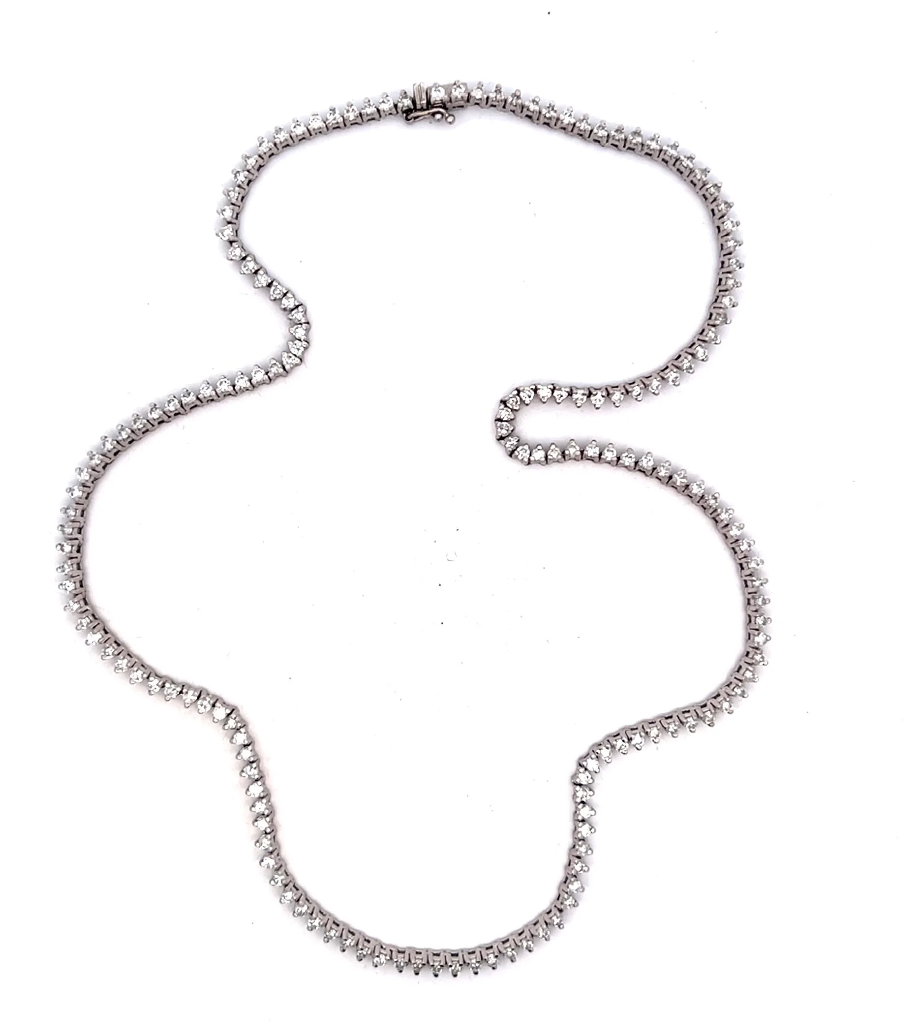14K White Gold Approx. 5ct Natural Diamond Tennis Necklace