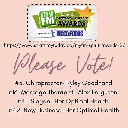 We are so thankful to have been nominated for these categories in the #spiritofstrathroy awards of 2021. 

Voting is now open! 

Visit #myfmstrathroy 
www.strathroy today.ca/myfm-spirit-awards-2/ 
to vote for your local favourites!