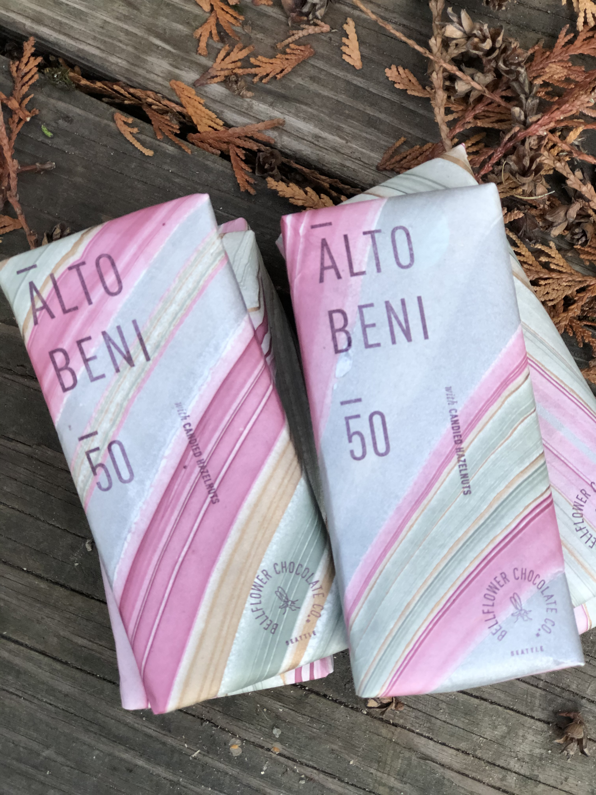 50% Alto Beni with Candied Hazelnuts. Origin: Bolivia