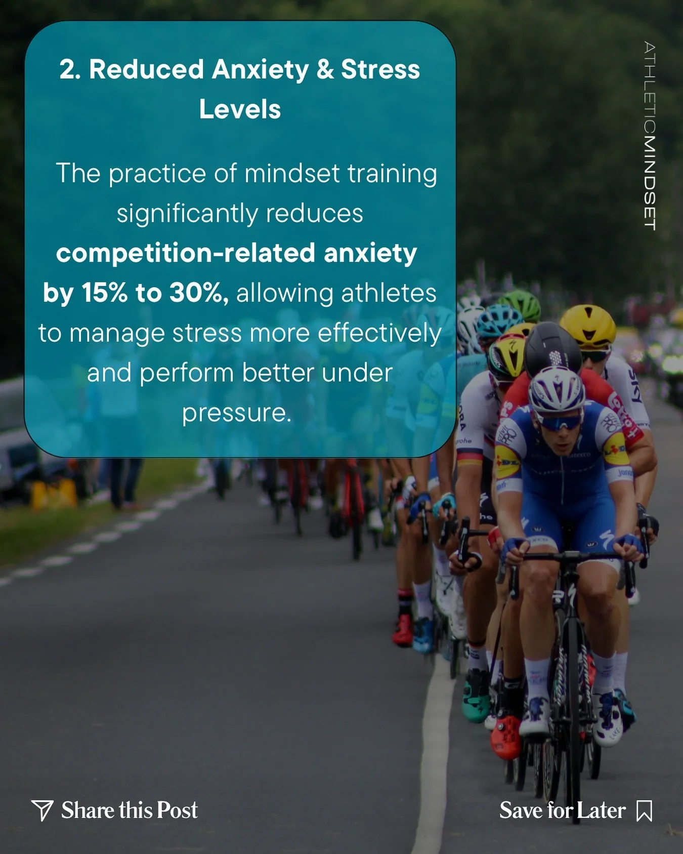 DAY 2🗓️

📣 Next on the list of benefits of Performance Mindset Training in Sport&hellip;&hellip;.. Reduced Anxiety &amp; Stress Levels

Learning how to manage arousal peaks, emotional processes and nervous energy gives you heightened control, calmn
