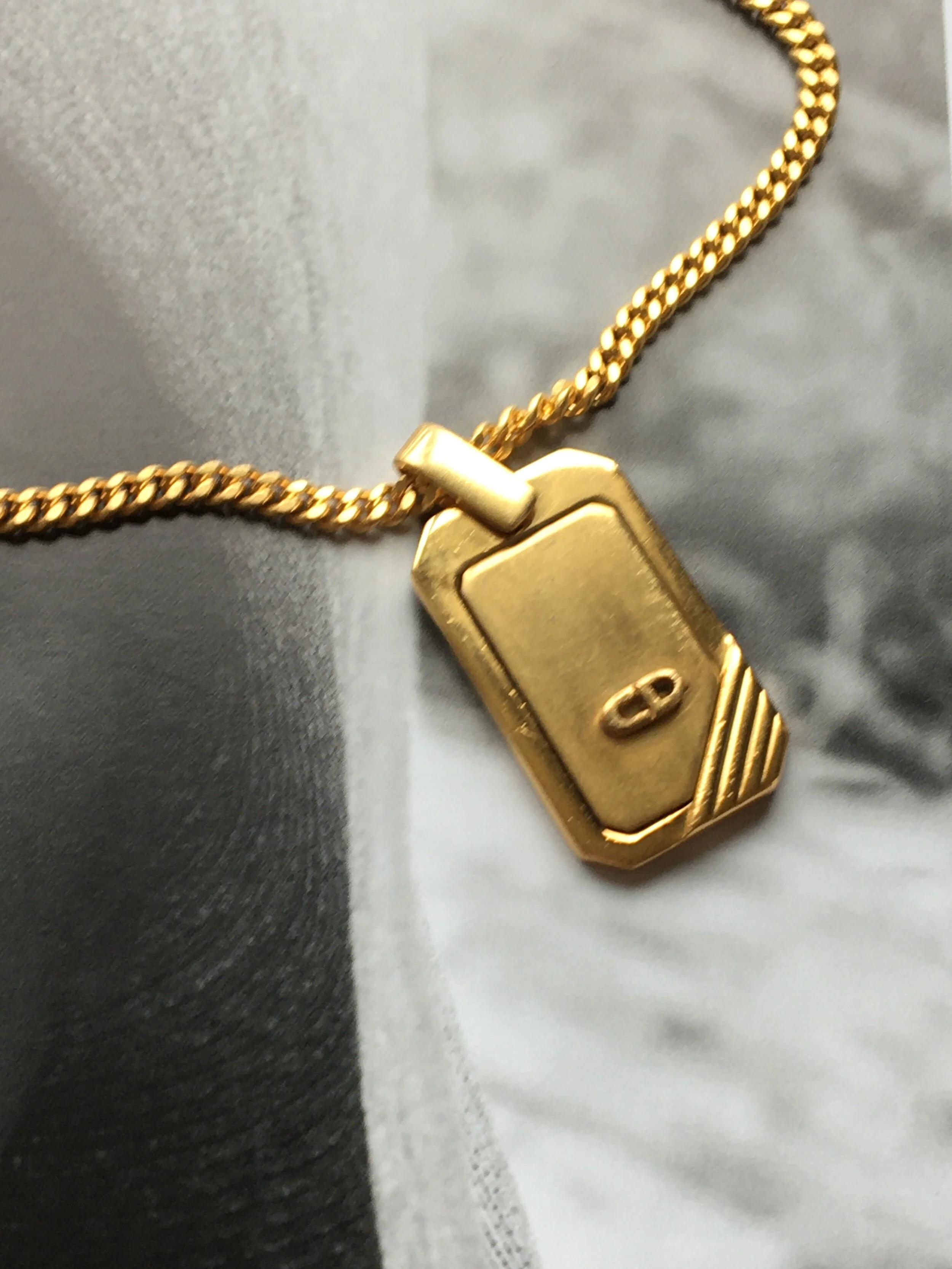 Christian Dior CD Tag Pendant Necklace 