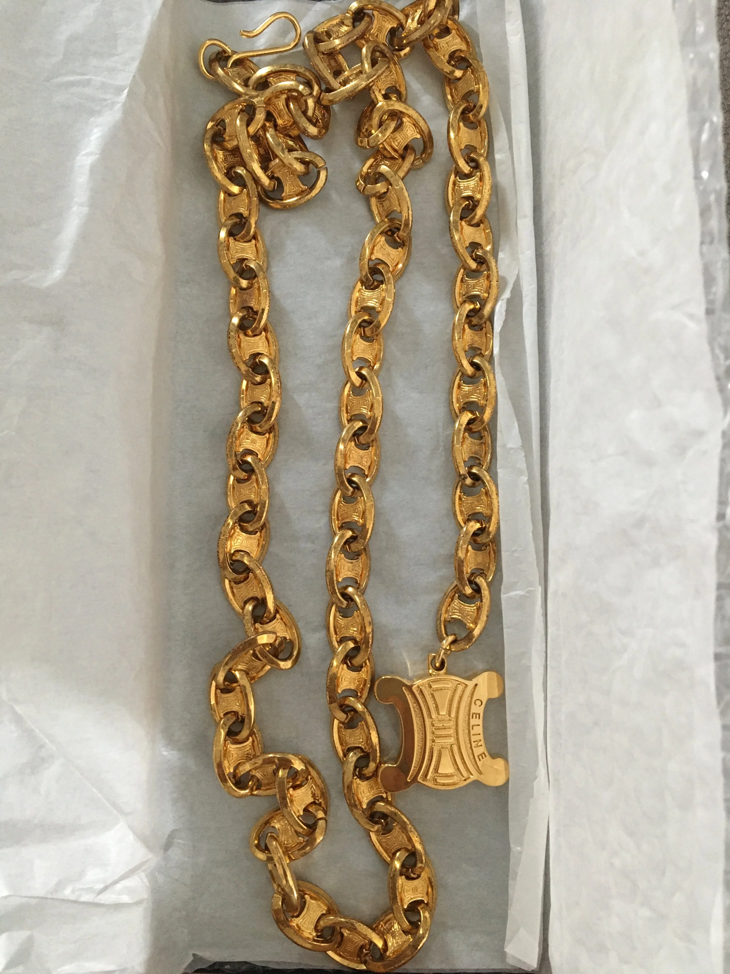 Celine Triomphe Gold Chain Belt