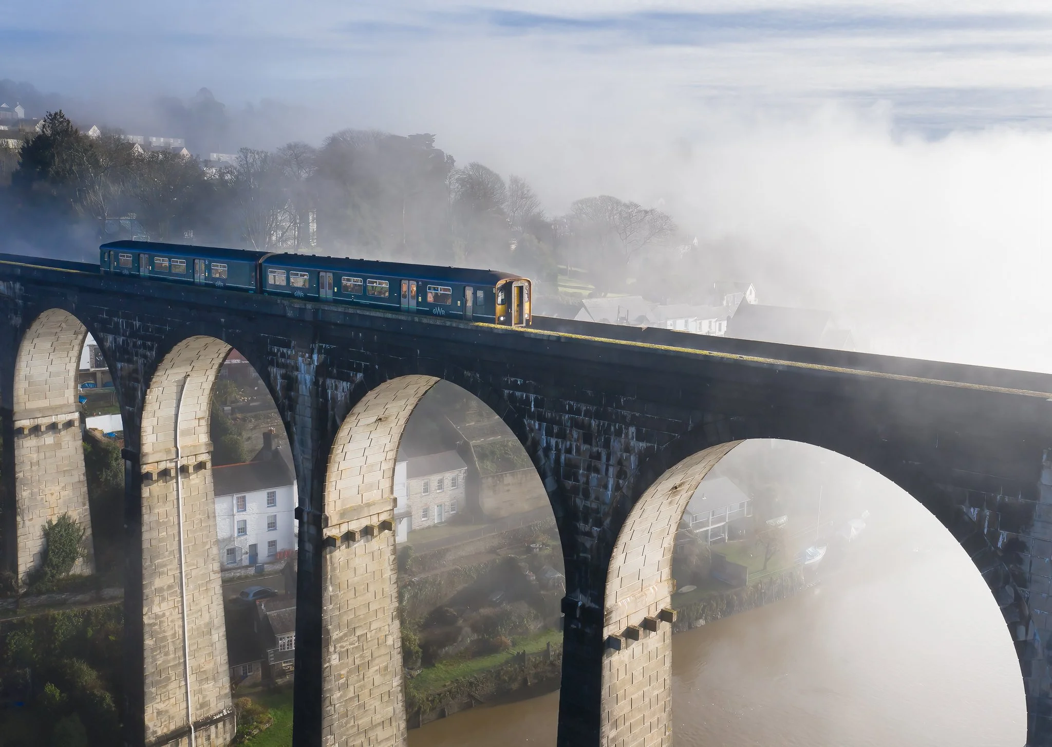 Calstock viaduct and train