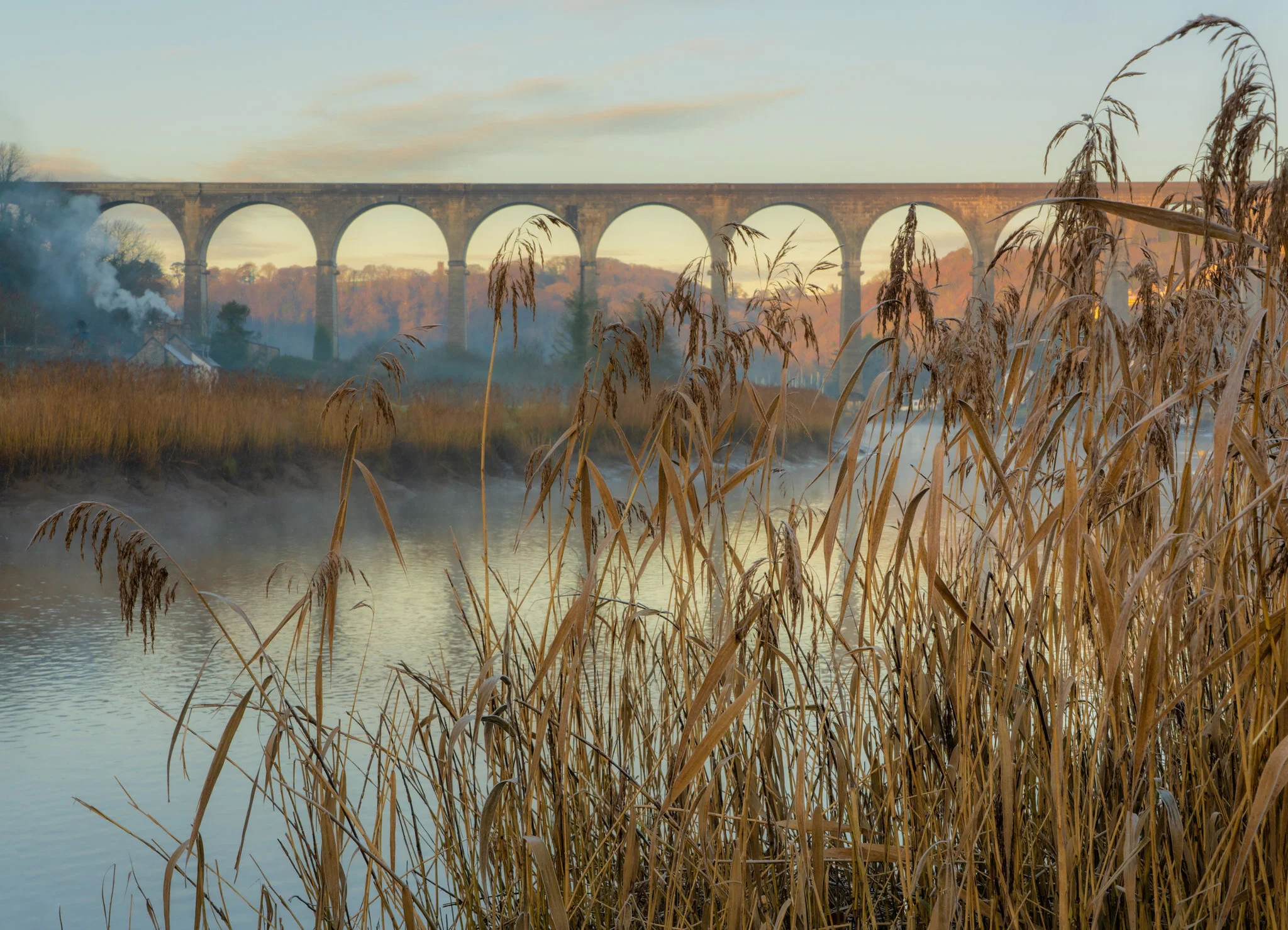 Calstock Viaduct on frosty winter's morning