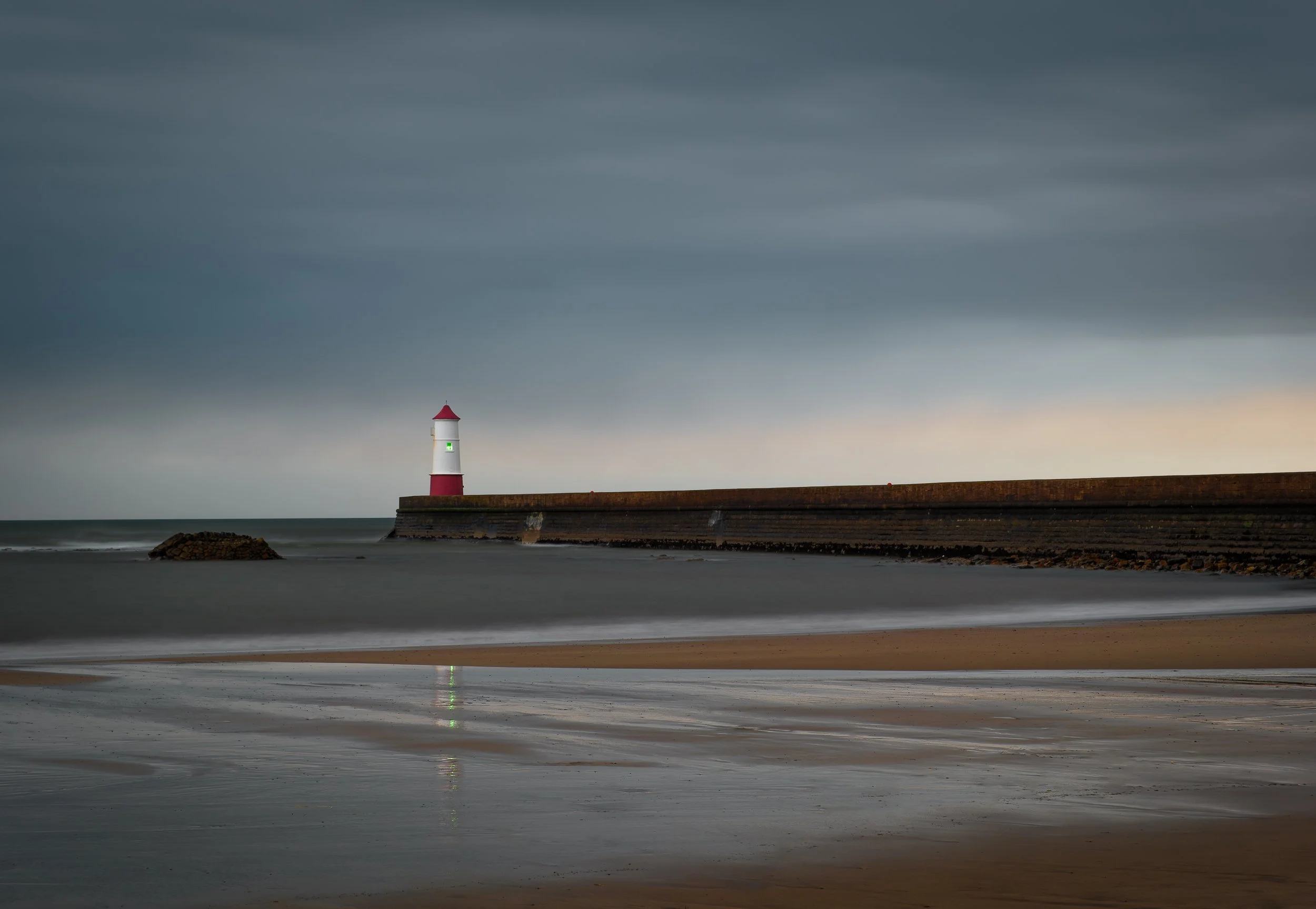Berwick Upon Tweed Pier and lighthouse before sunrise - long exposure