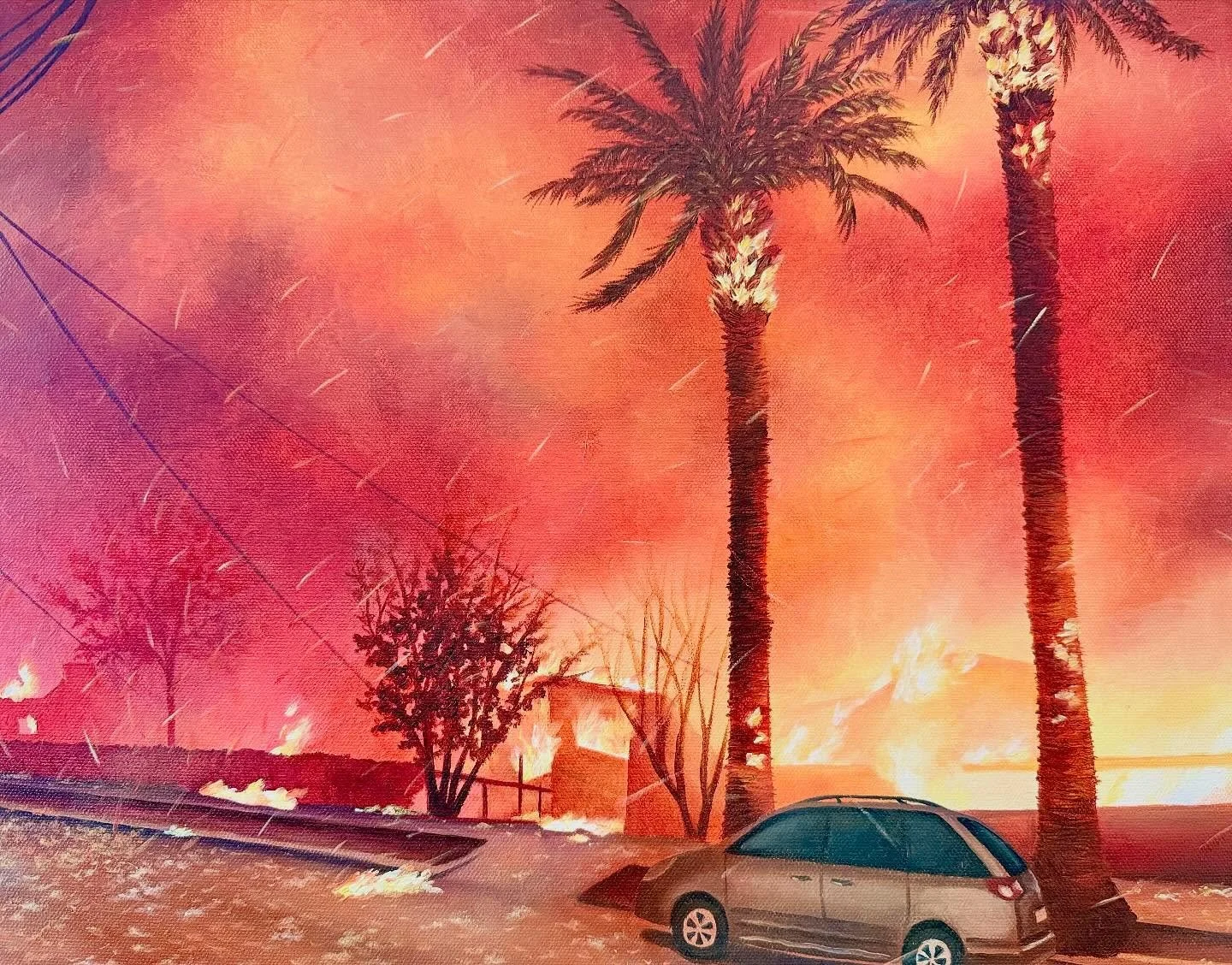 Firestorm, 14x18&rdquo;, oil on canvas (swipe for detail images)

It&rsquo;s hard to believe it&rsquo;s been a full year since the Eaton fire. I&rsquo;ve been struggling to find the words to describe witnessing this disaster &ndash; seeing the fire &