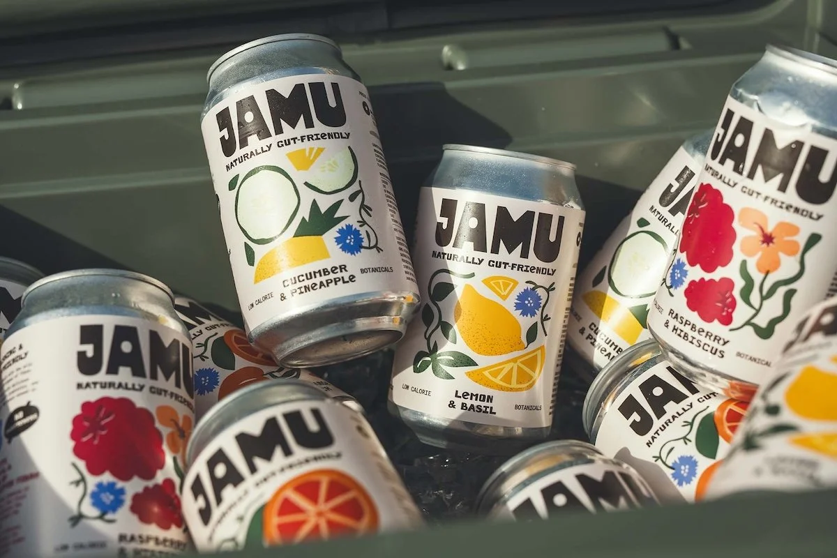 selection of Jamu drinks branding on cans