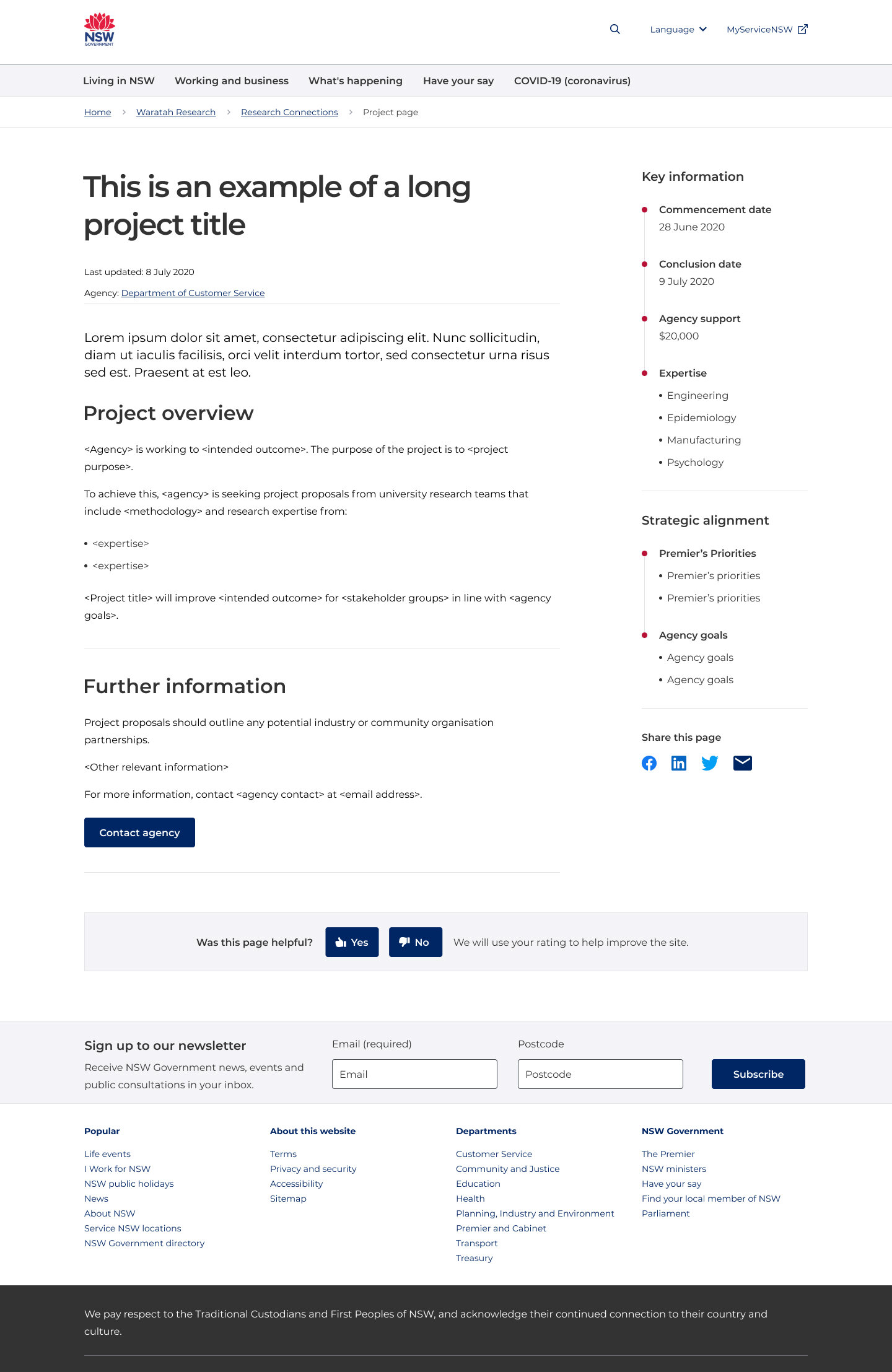 Research Connections - Project page template