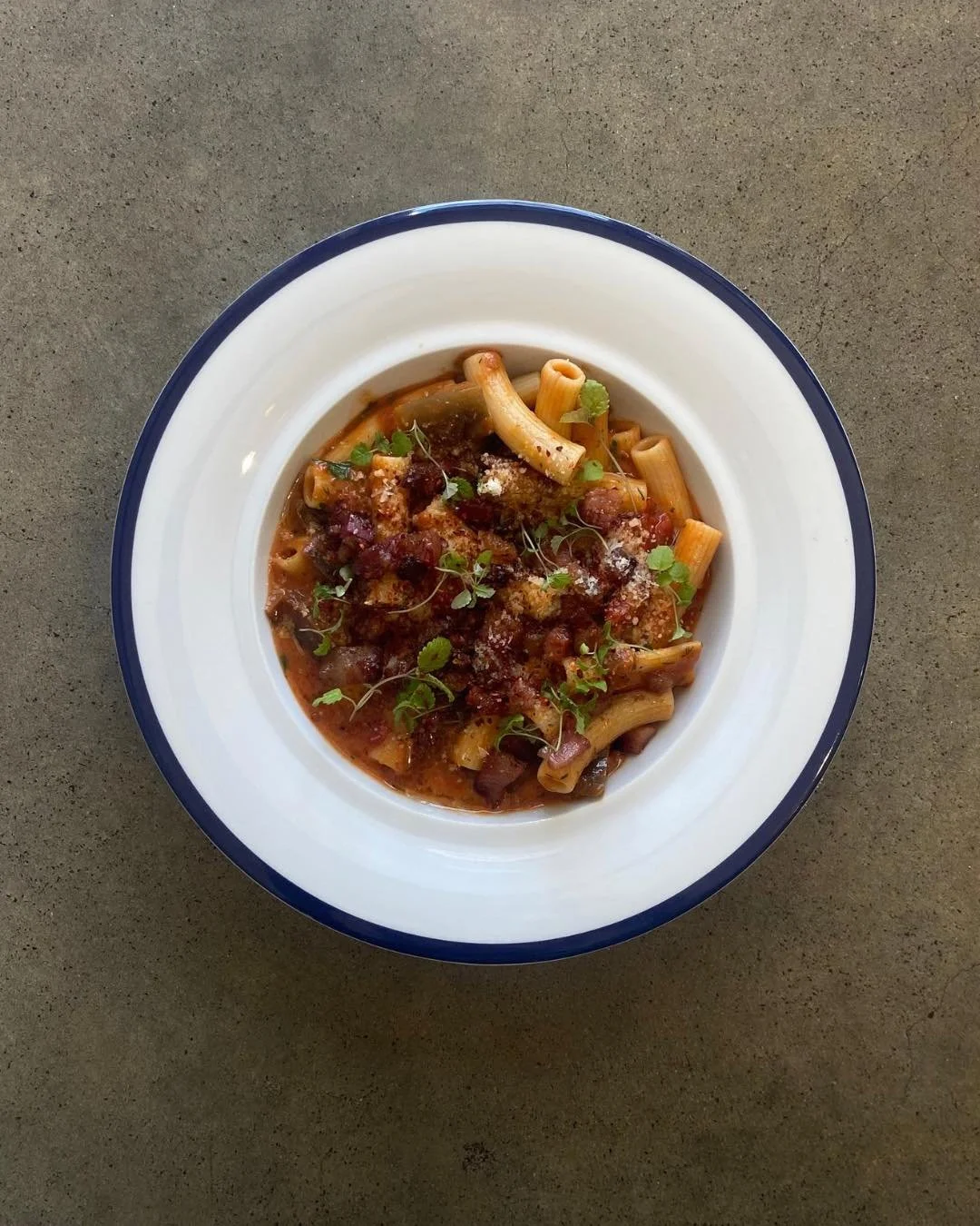This Week&rsquo;s Special :
Pasta Norma with Crispy Pancetta
A classic Sicilian dish celebrating simple, vibrant flavours. 
Roasted eggplant, leek, red peppers and fennel are folded through our house sugo and finished with a generous grating of ricot
