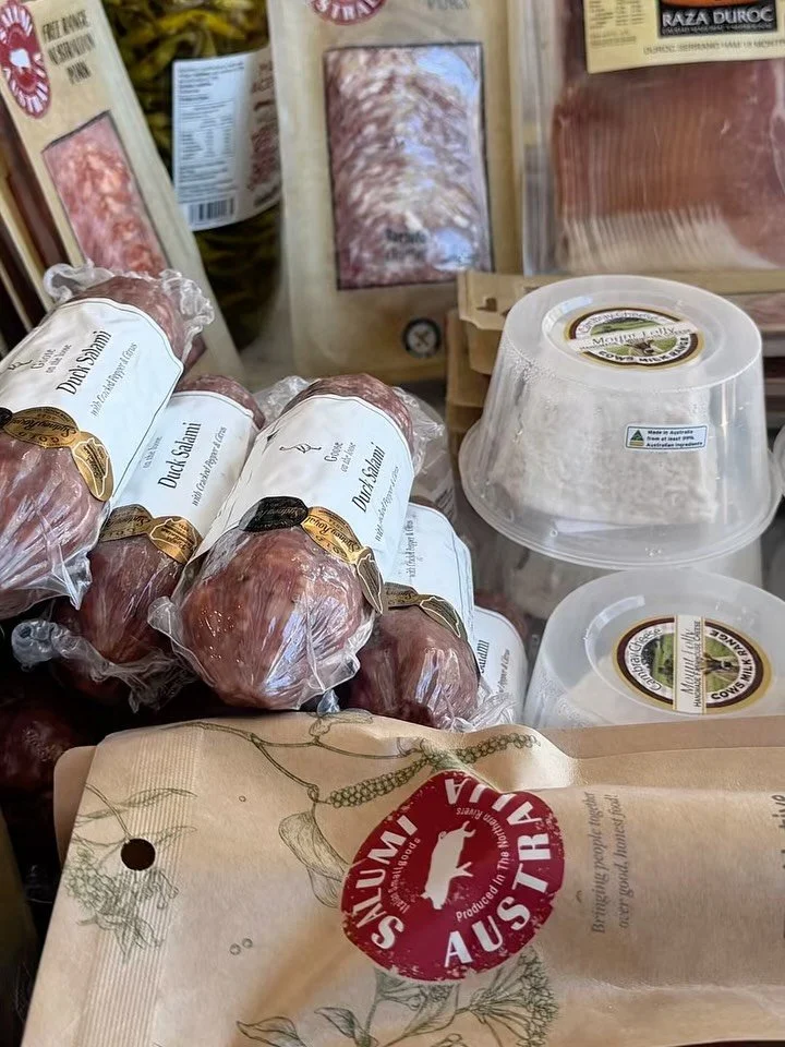 New In Our Deli &mdash; Now Available 

&bull; Duck sausage &mdash; $16
&bull; Native salami &mdash; $18
&bull; Jam&oacute;n Serrano 18 months &mdash; $35
&bull; Sliced piccante &mdash; $14
&bull; Cambray cheese &mdash; $14
&bull; Sliced truffle sala