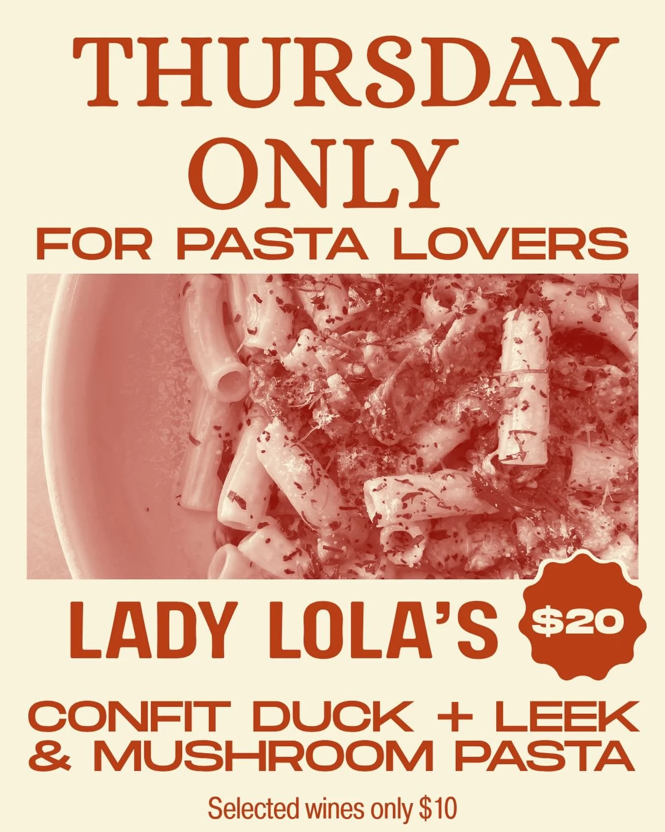 This Thursday Is The Last Pasta Night, Don&rsquo;t Miss It. 

But Wait Till You See What&rsquo;s Next&hellip;.

Bookings Via Link In Bio