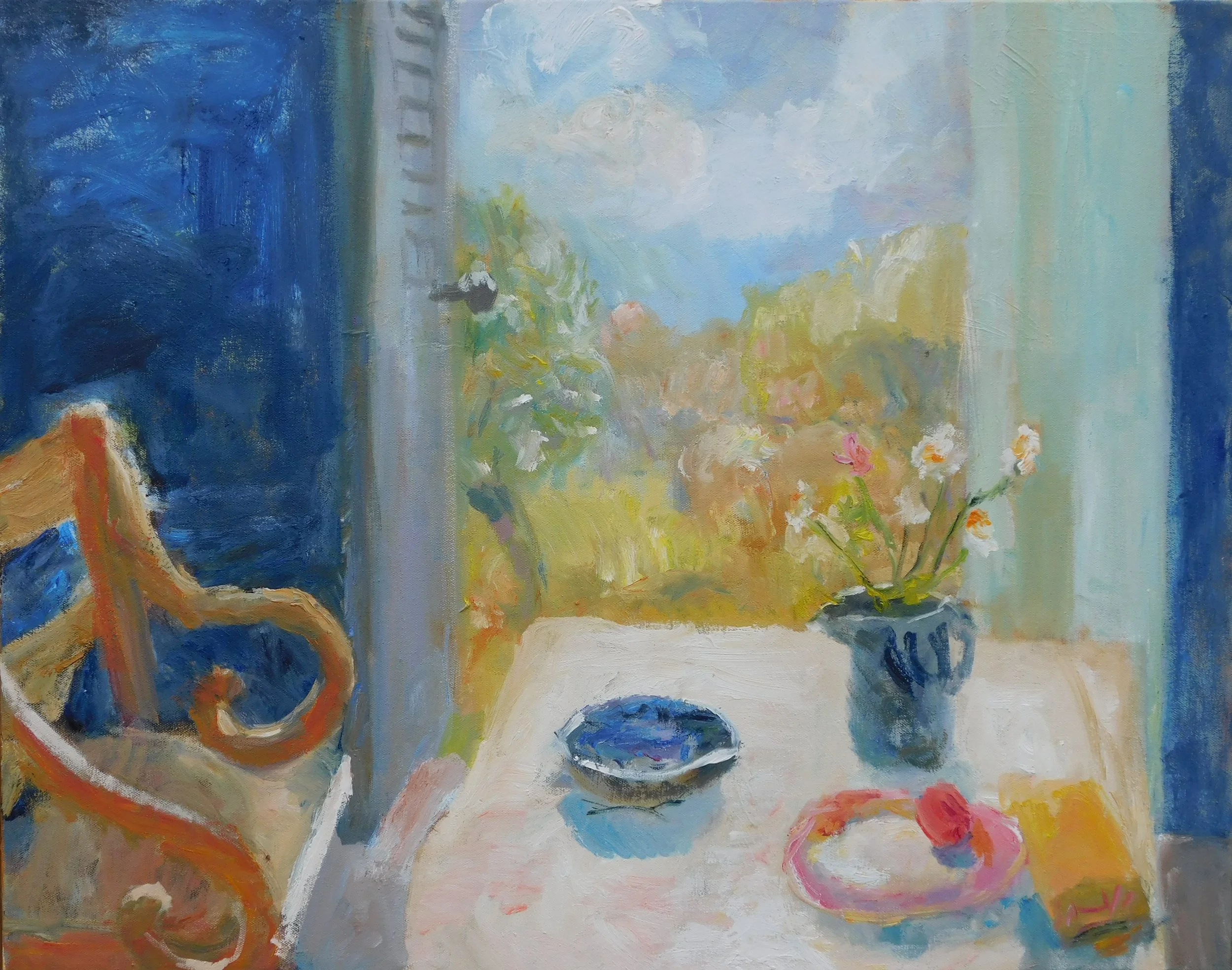 Indigo to Apricot, 60 x 76cm, oil on canvas, 2022
