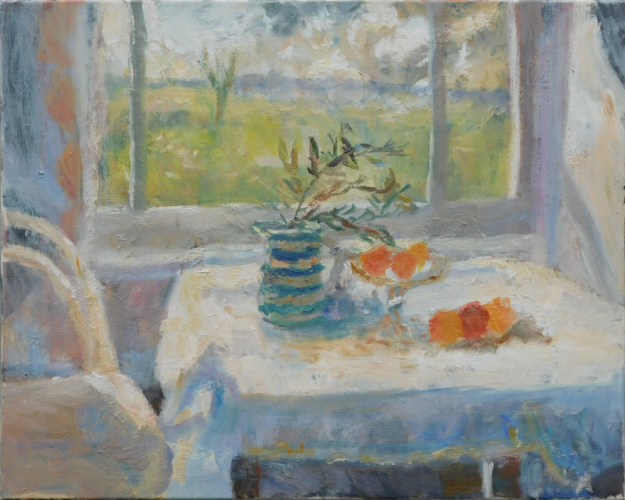 Olive Branch, 61 x 76 cm, oil on canvas, 2021 Poem: Such stillness hear