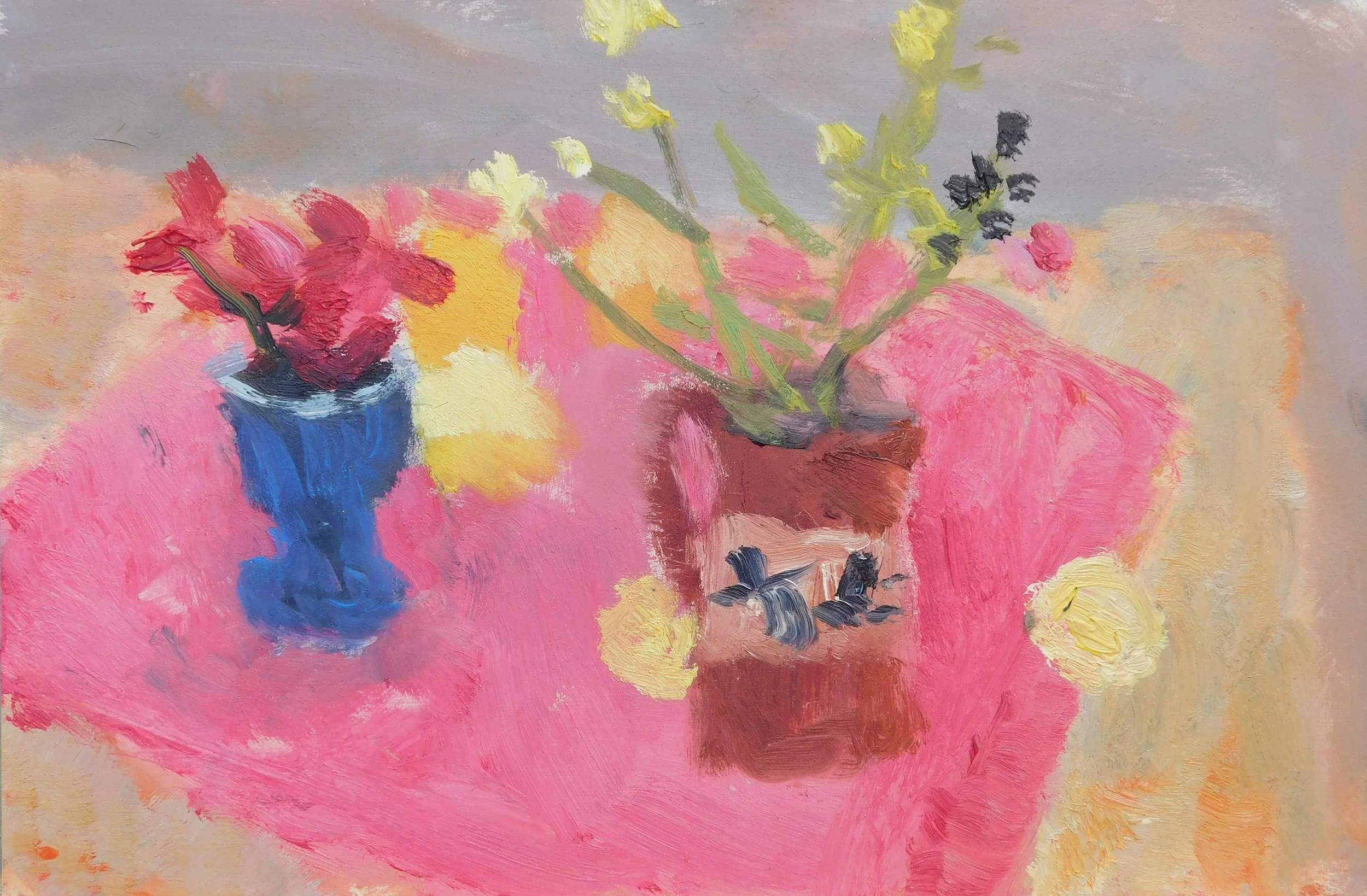 Pinks and Reds, 20 x 30 cm, oil on board, 2022