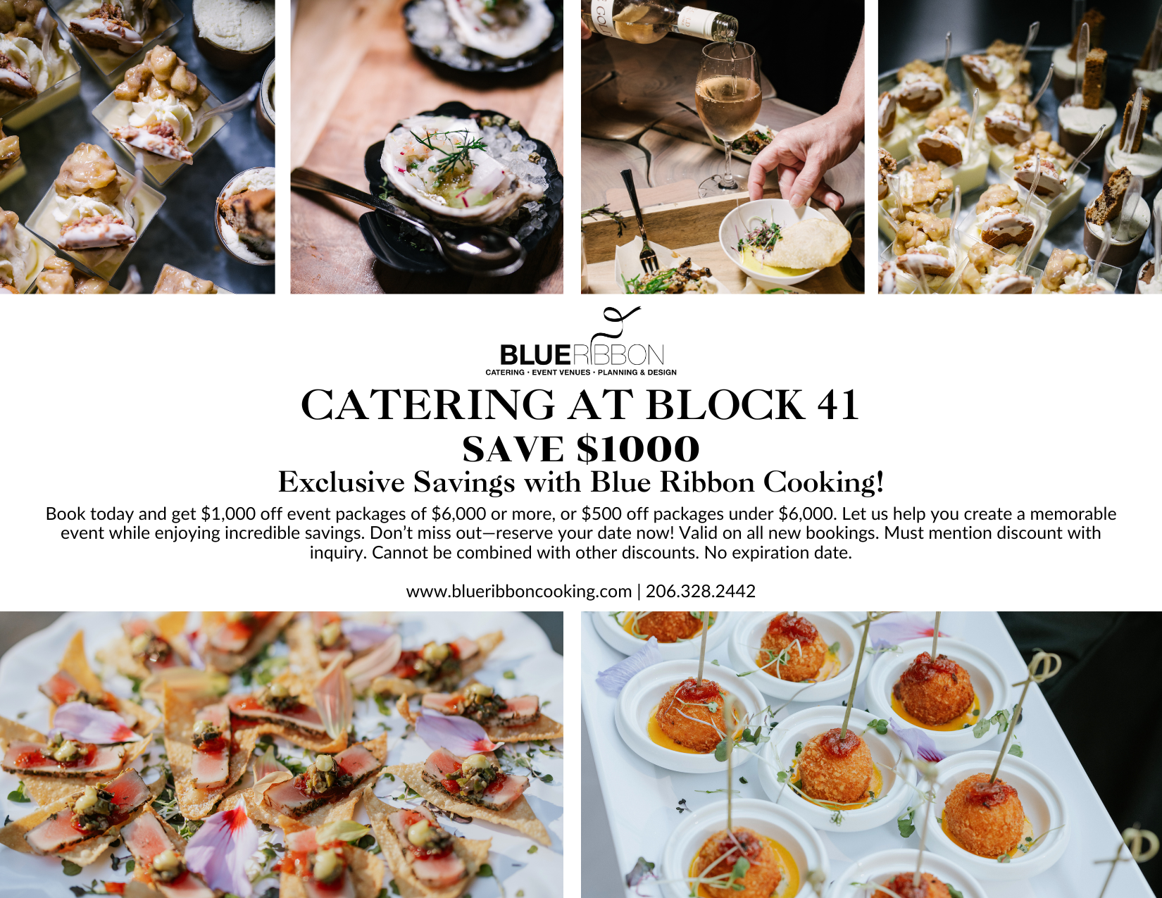 Block 41 Discount — Blue Ribbon Cooking - Seattle Catering & Event Services