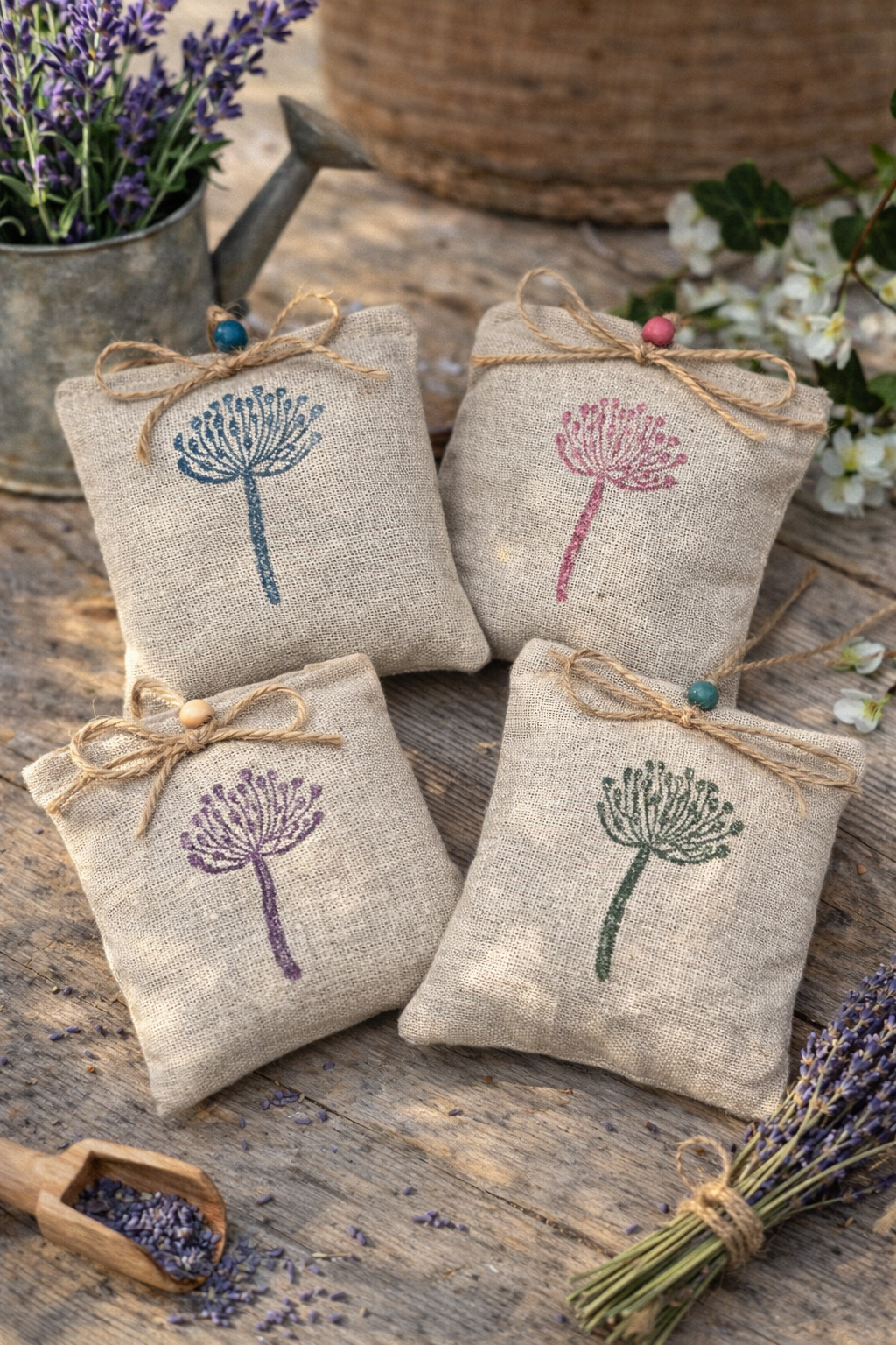 Scented Sachet (handprinted linen filled with lavender)