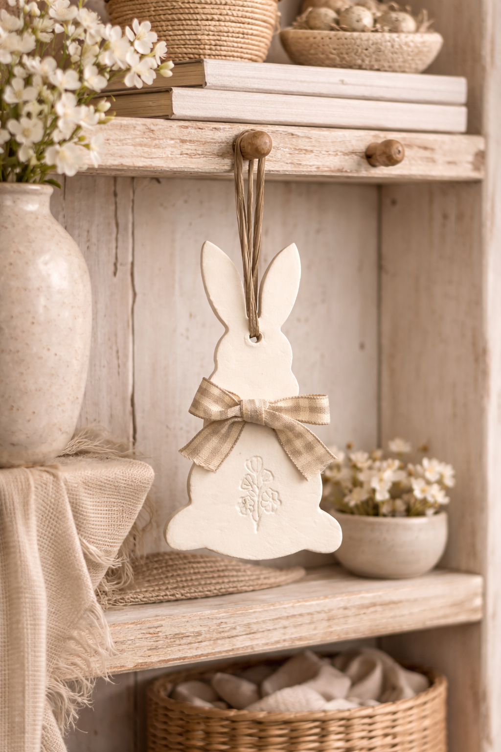 Handmade Clay Bunny Decoration with optional Essential Oil Blend