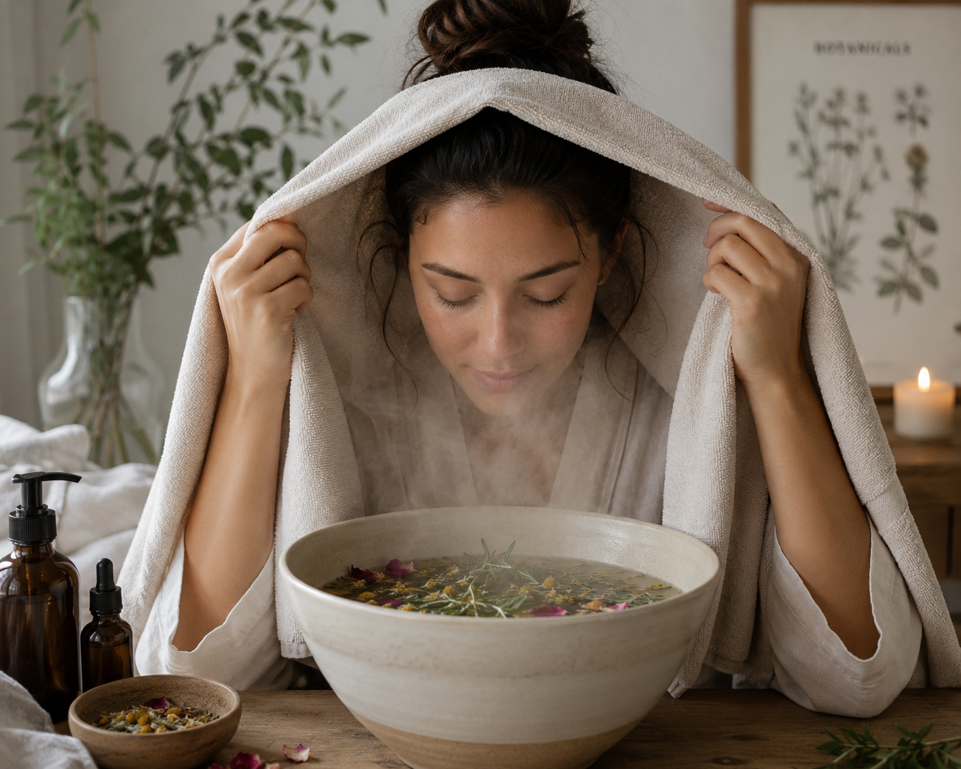 Using botanical facial steam from Flivker & scent to relieve allergies and hay fever
