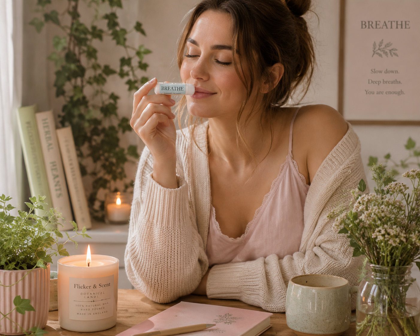 Use Breathe essential Oil Inhaker from Flicker & Scent o help open the sinuses and relieve hay fever