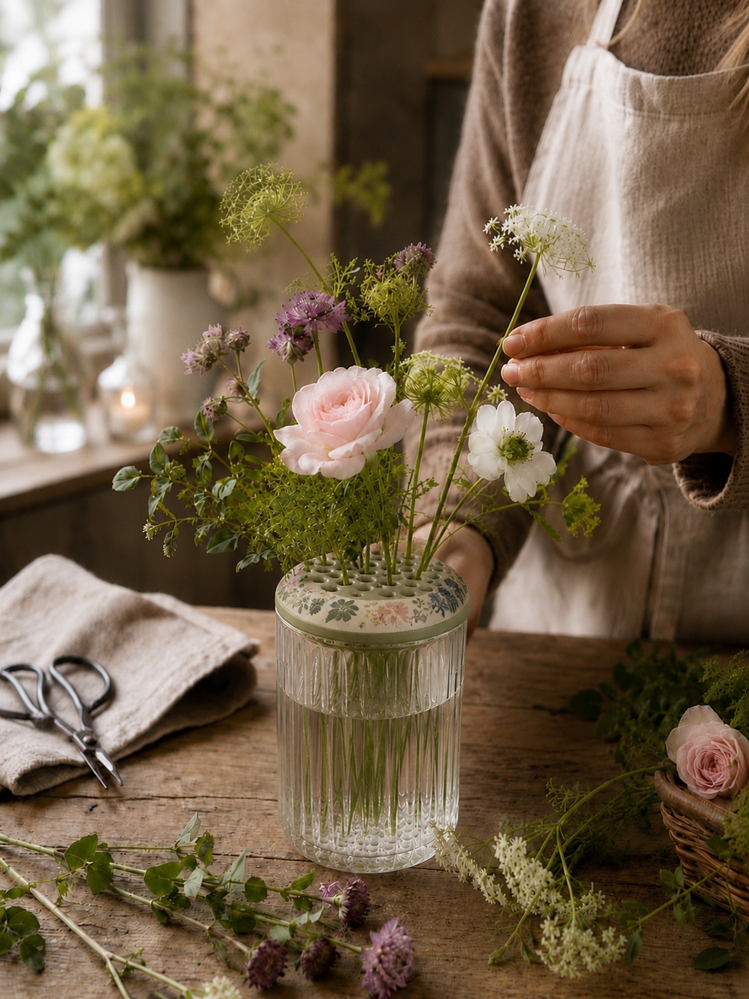 effortless and fun flower arrangements with a flower frog from Flicker & Scent