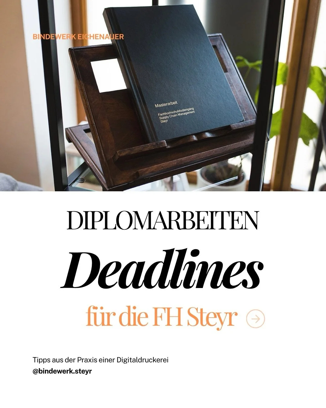Es ist soweit! 📖
Wir starten die Diplomarbeiten Saison und hier findet ihr alle Deadlines der jeweiligen Studieng&auml;nge.

Wenn ihr Fragen habt, bitte schaut in die FAQs auf unserer Website oder schreibt sie hier in die Kommentare - bitte keine PN