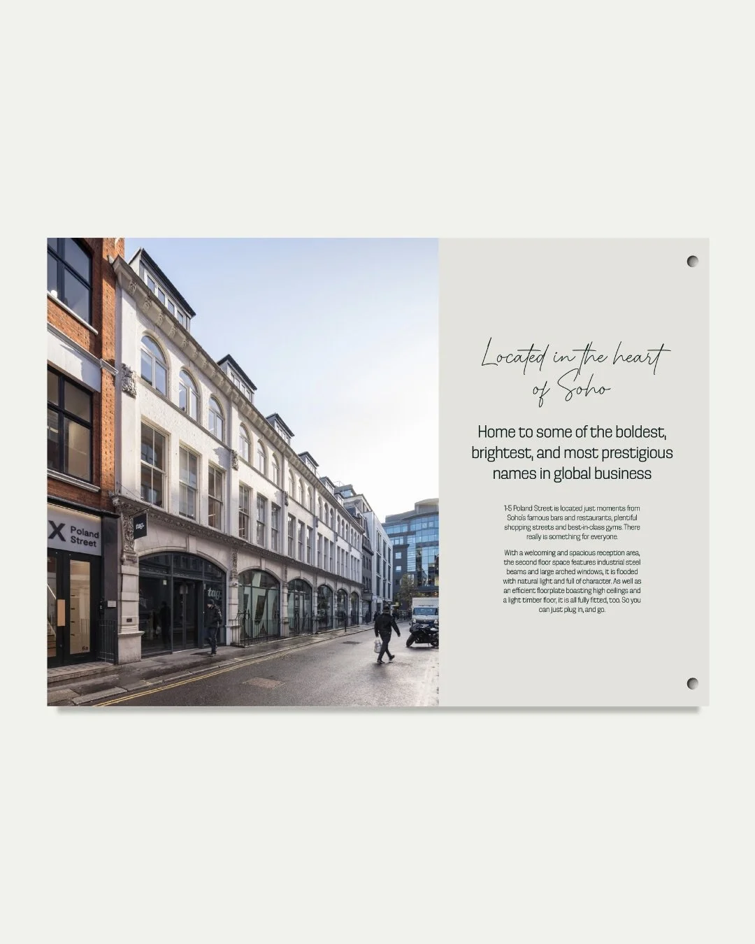 Spotlight project in Soho: 1-5 Poland Street🎨

The character of the area naturally shaped the direction, creative, expressive and full of energy. It called for something that felt less conventional and more reflective of its surroundings.

Handwritt