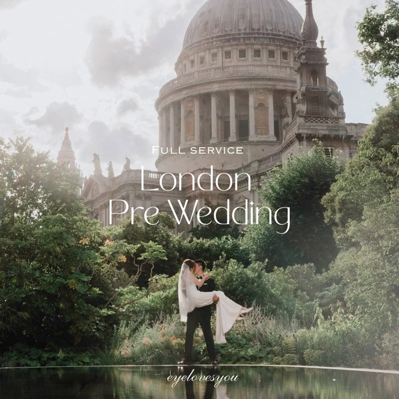 Groom lifting bride beside St Paul's Cathedral, London — Eyelovesyou full-service London pre-wedding photography.