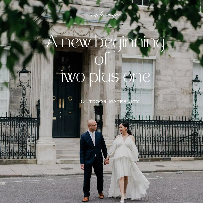 Expecting couple walking hand in hand past a London townhouse — Eyelovesyou outdoor maternity photography in London.
