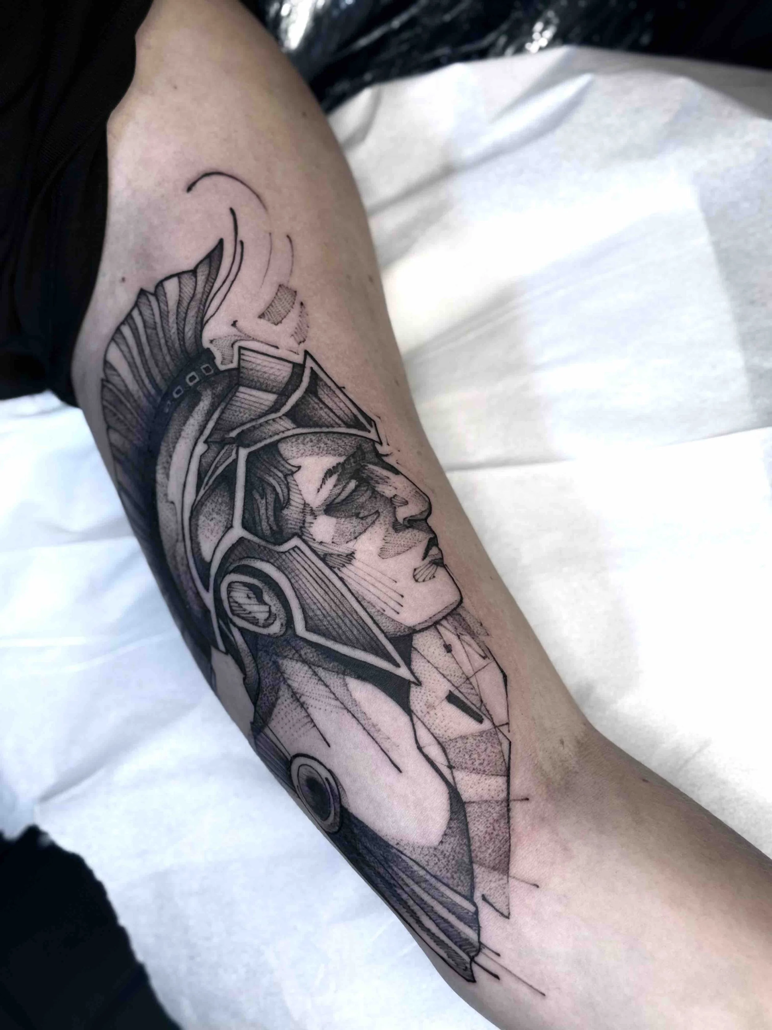 gladiator-inner-arm-tattoo-blackwork-linework-dotshading.jpeg