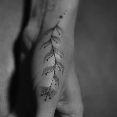Botanical dotwork tattoo