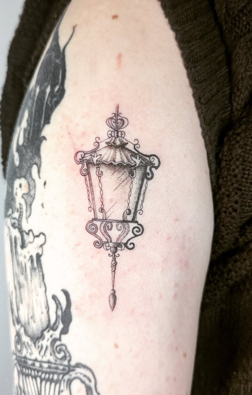 Fine Line Lantern Tattoo