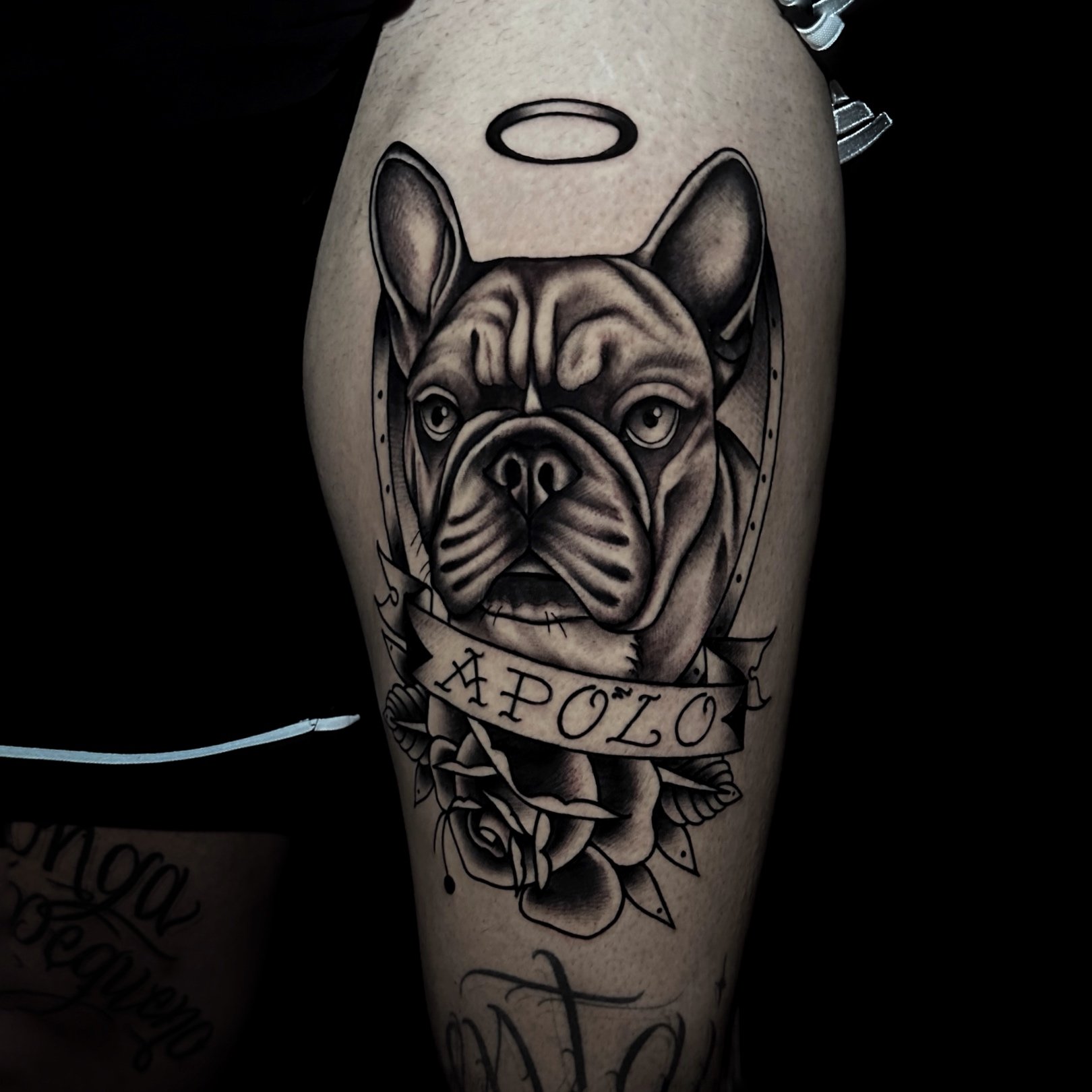 Frenchy tattoo idea in Blackwork tattoo style