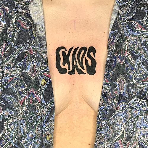 Word Art tattoo ideas in blackwork tattoo style
