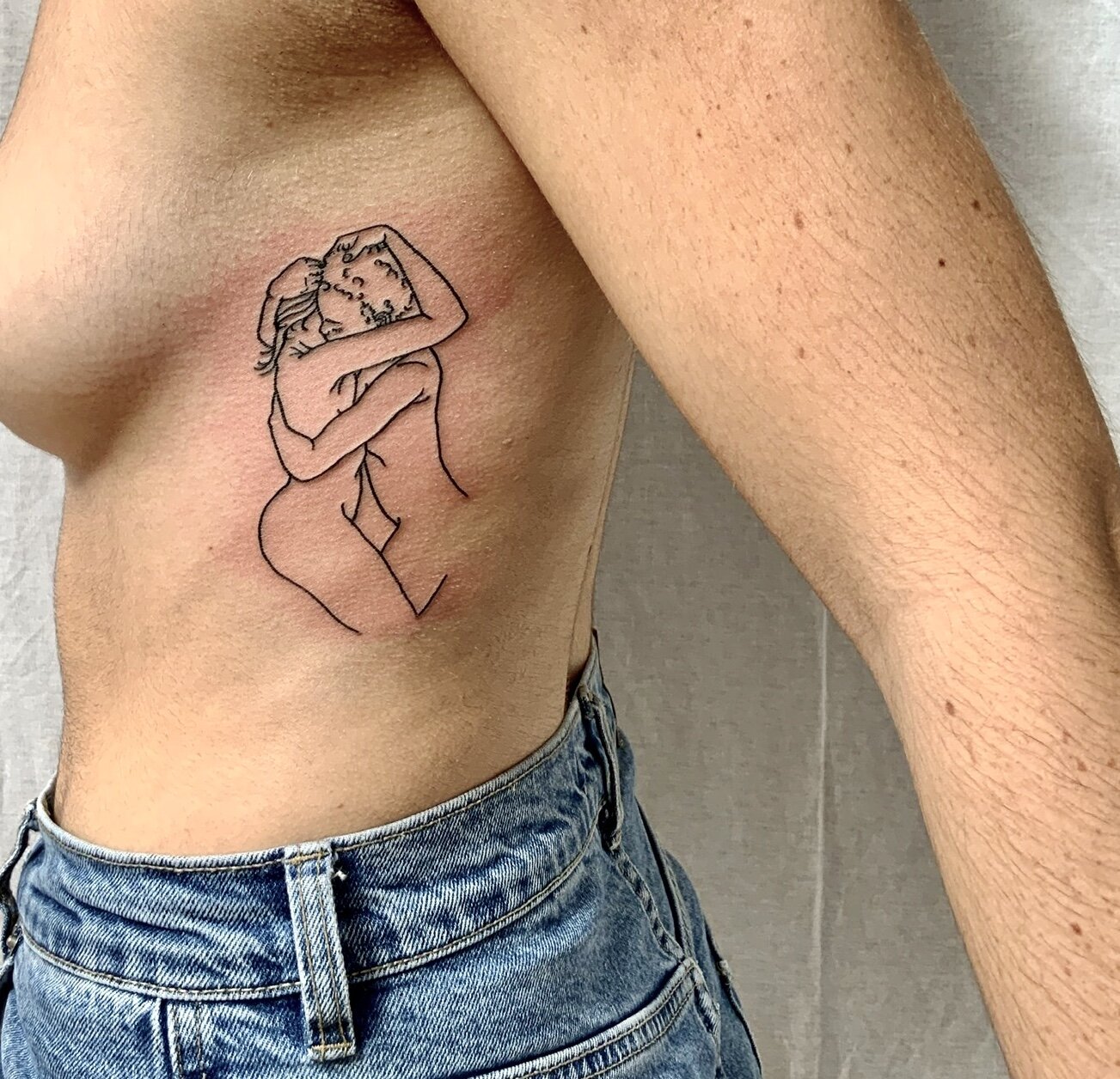 Couple love tattoo idea in minimalistic tattoo style