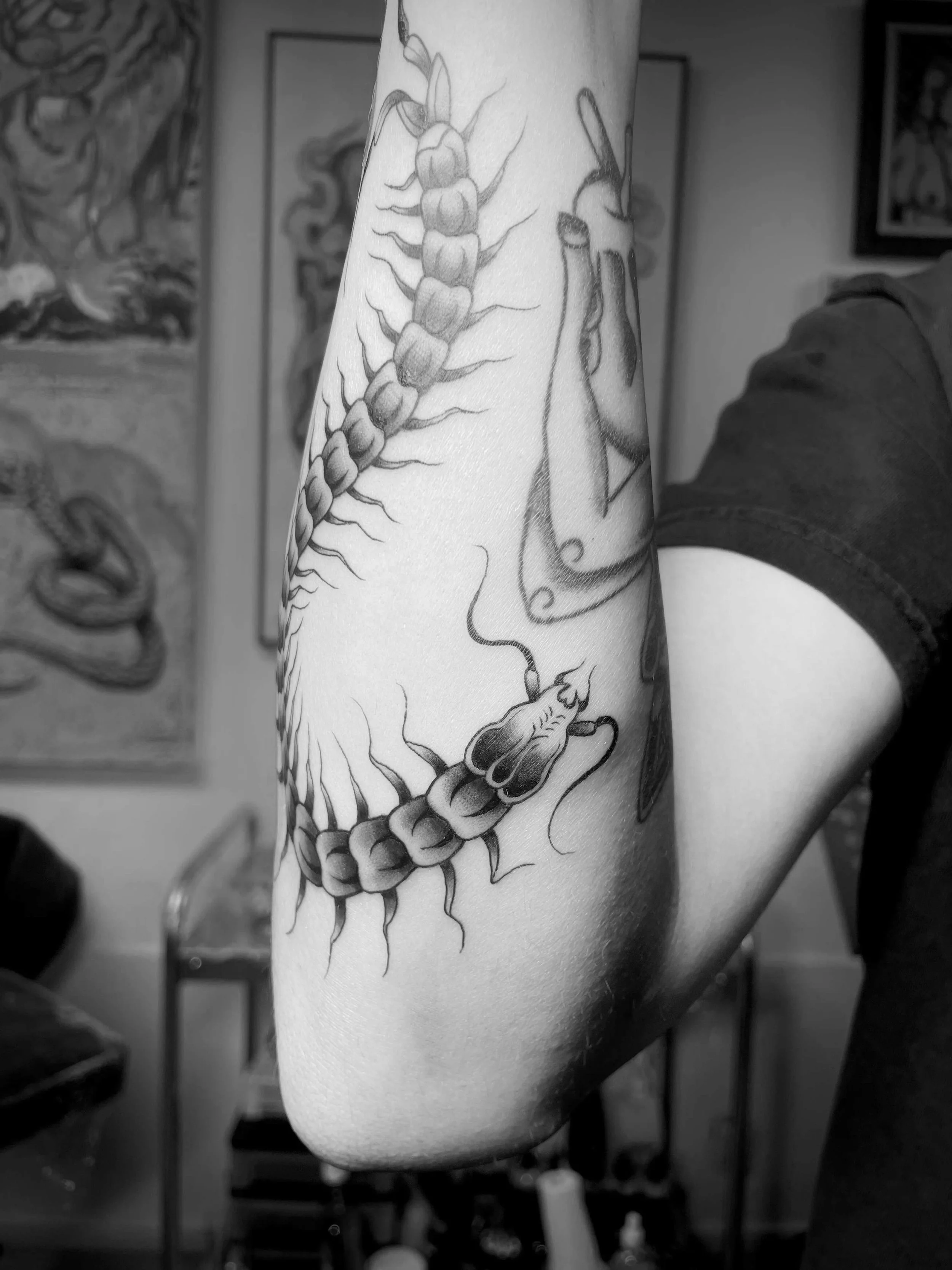 Centipede Sleeve Tattoo